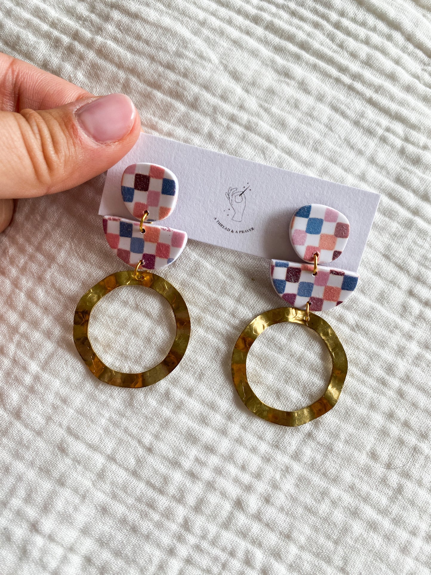 Retro Checkered Clay Earrings | Groovy Baby | Retro Style Earrings | Multi Colored Accessories | Cute and Trendy