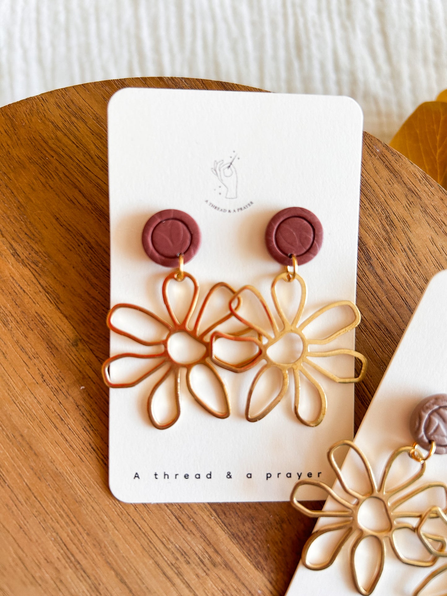 Textured Clay Brass Florals | Cute Flowers | Brass Earrings | Dangle Earrings | Everyday Wear | Lightweight