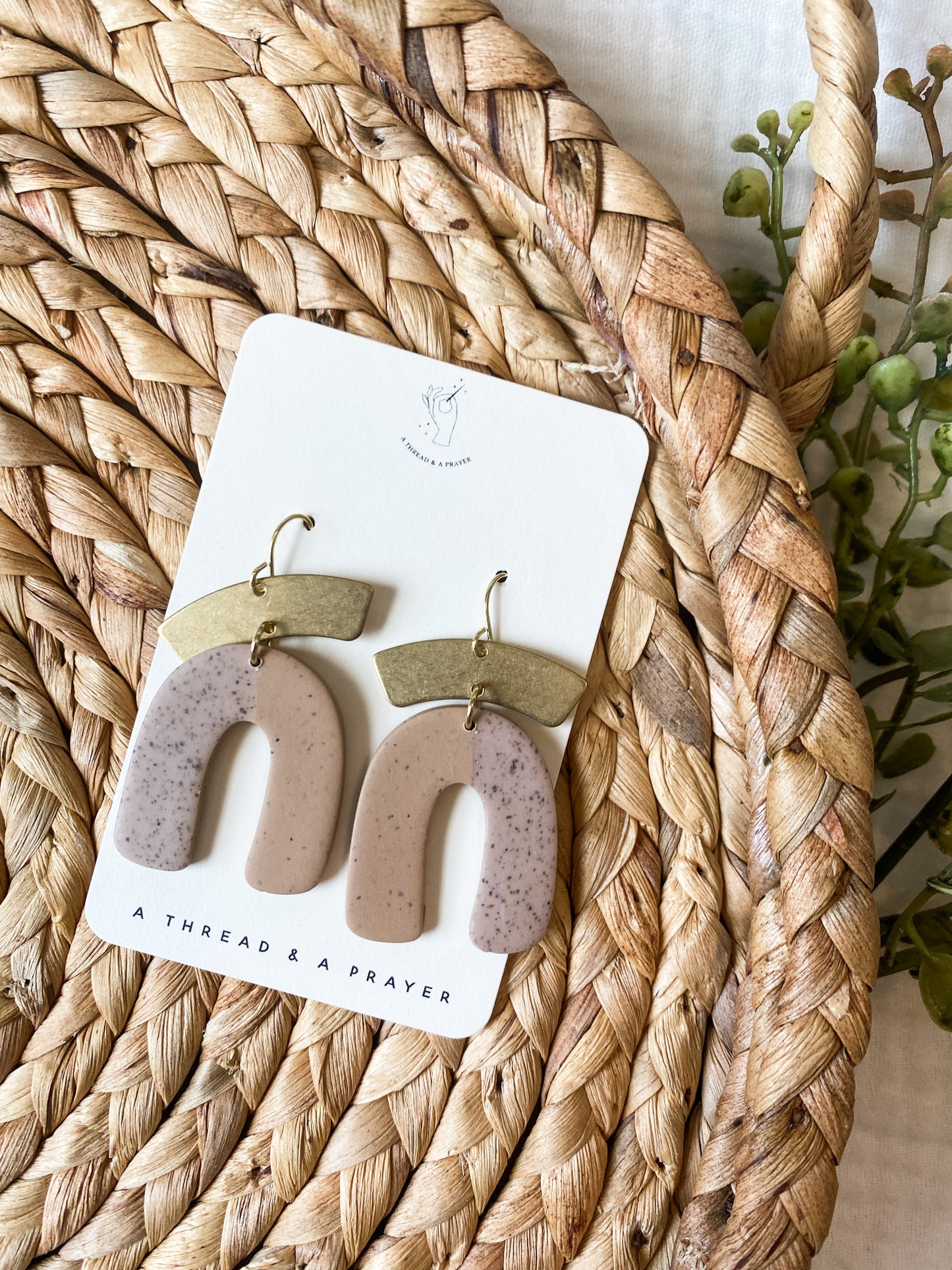 Boho Neutral Dangle Clay Earrings