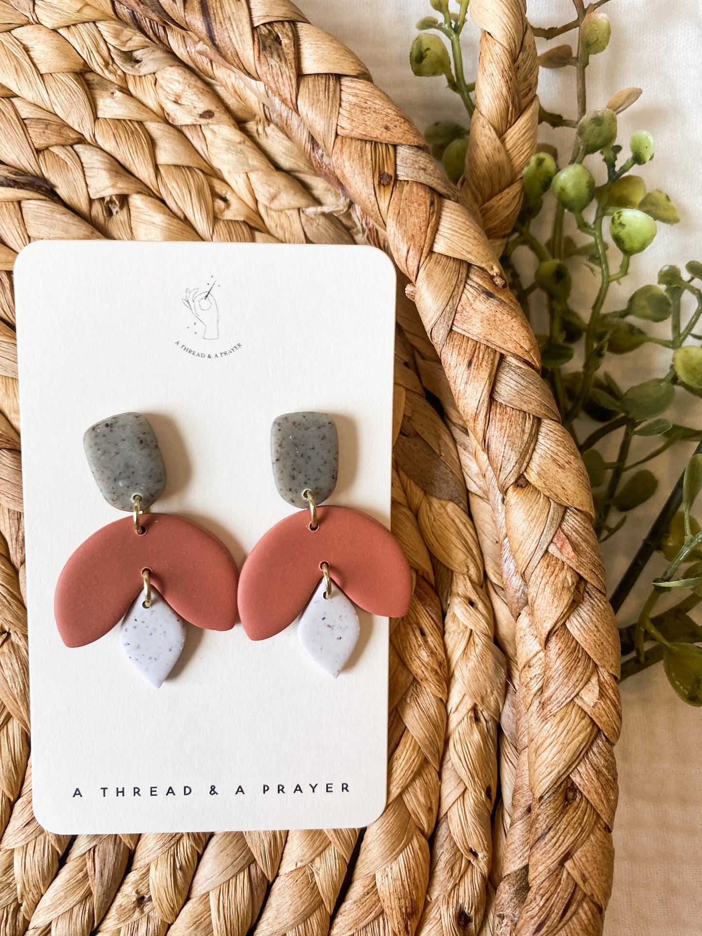 Dainty White & Pink Clay Dangles | Summer Earrings | Small Clay Earrings