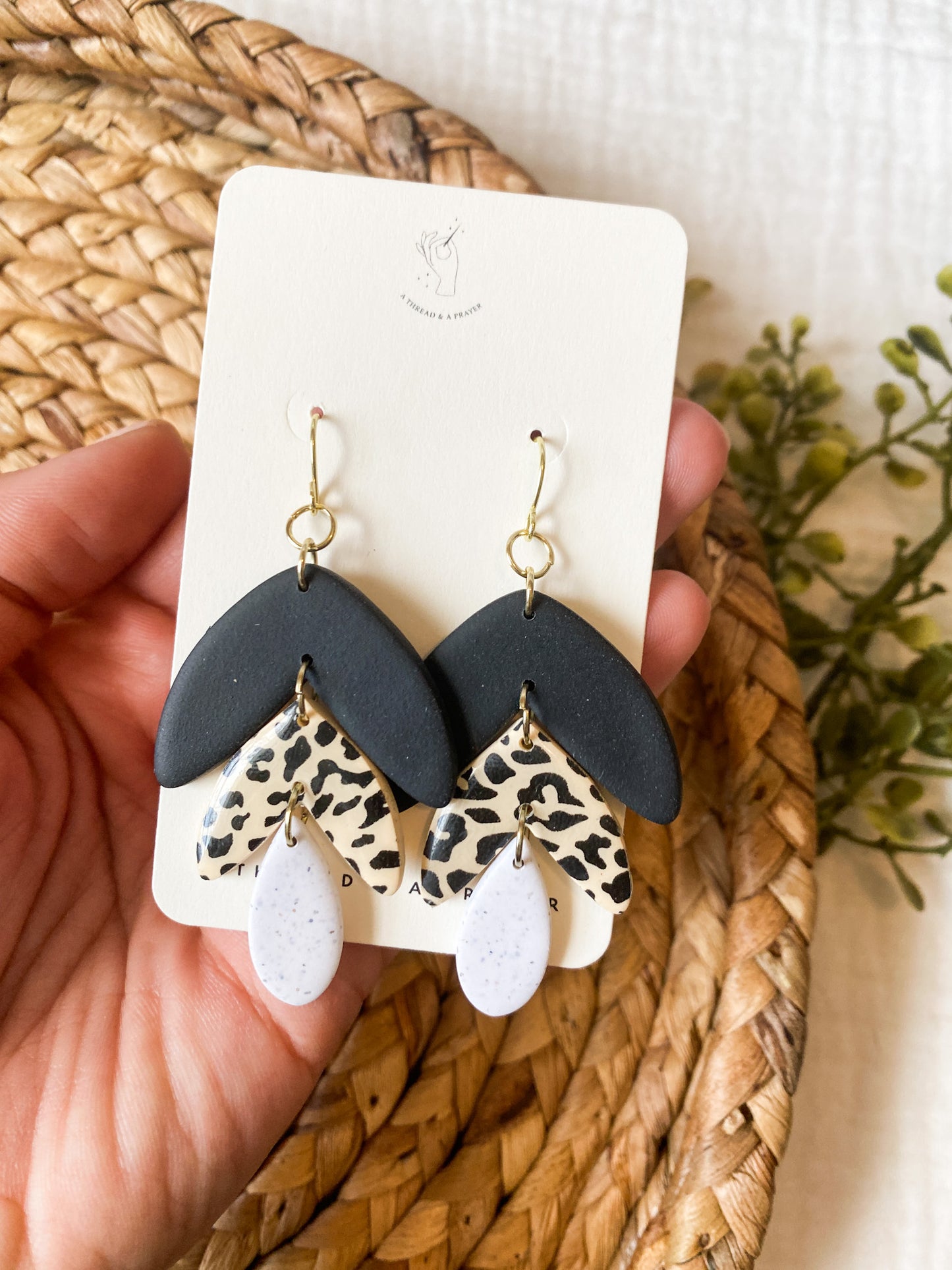 Cute and Trendy Cheetah Print Tiered Clay Earrings