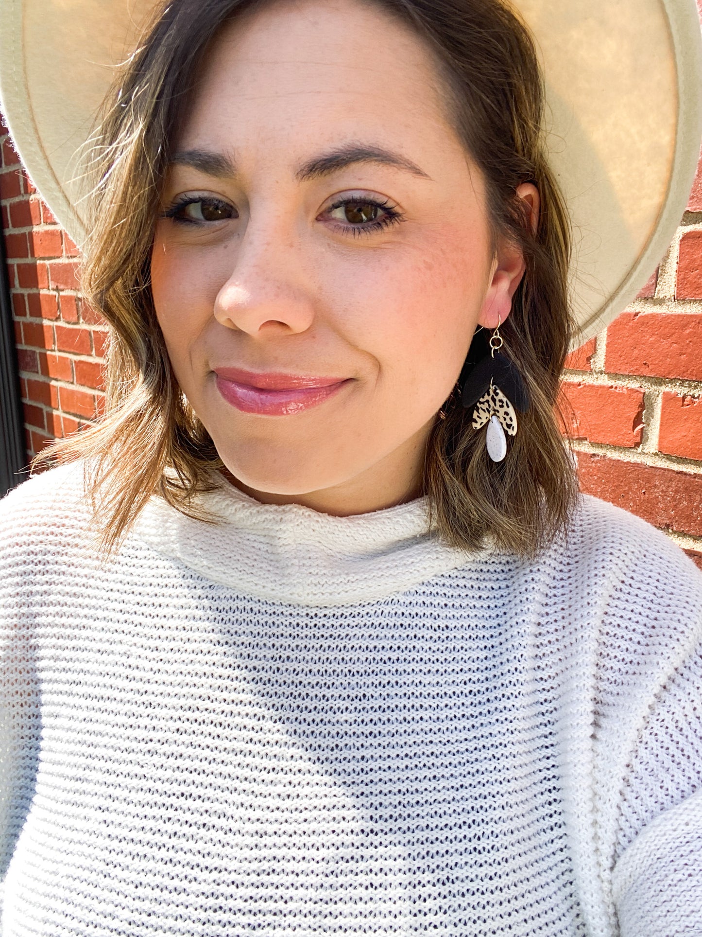 Cute and Trendy Cheetah Print Tiered Clay Earrings