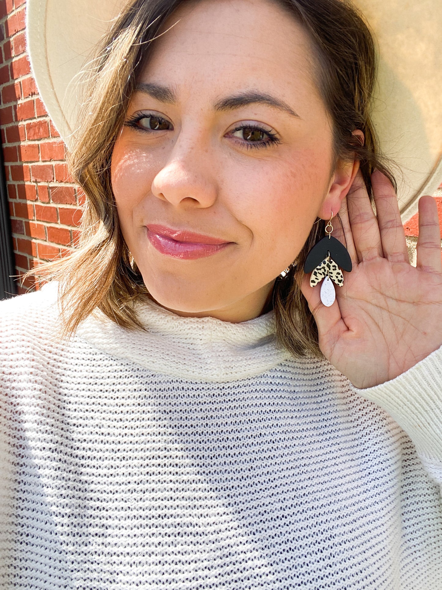 Cute and Trendy Cheetah Print Tiered Clay Earrings