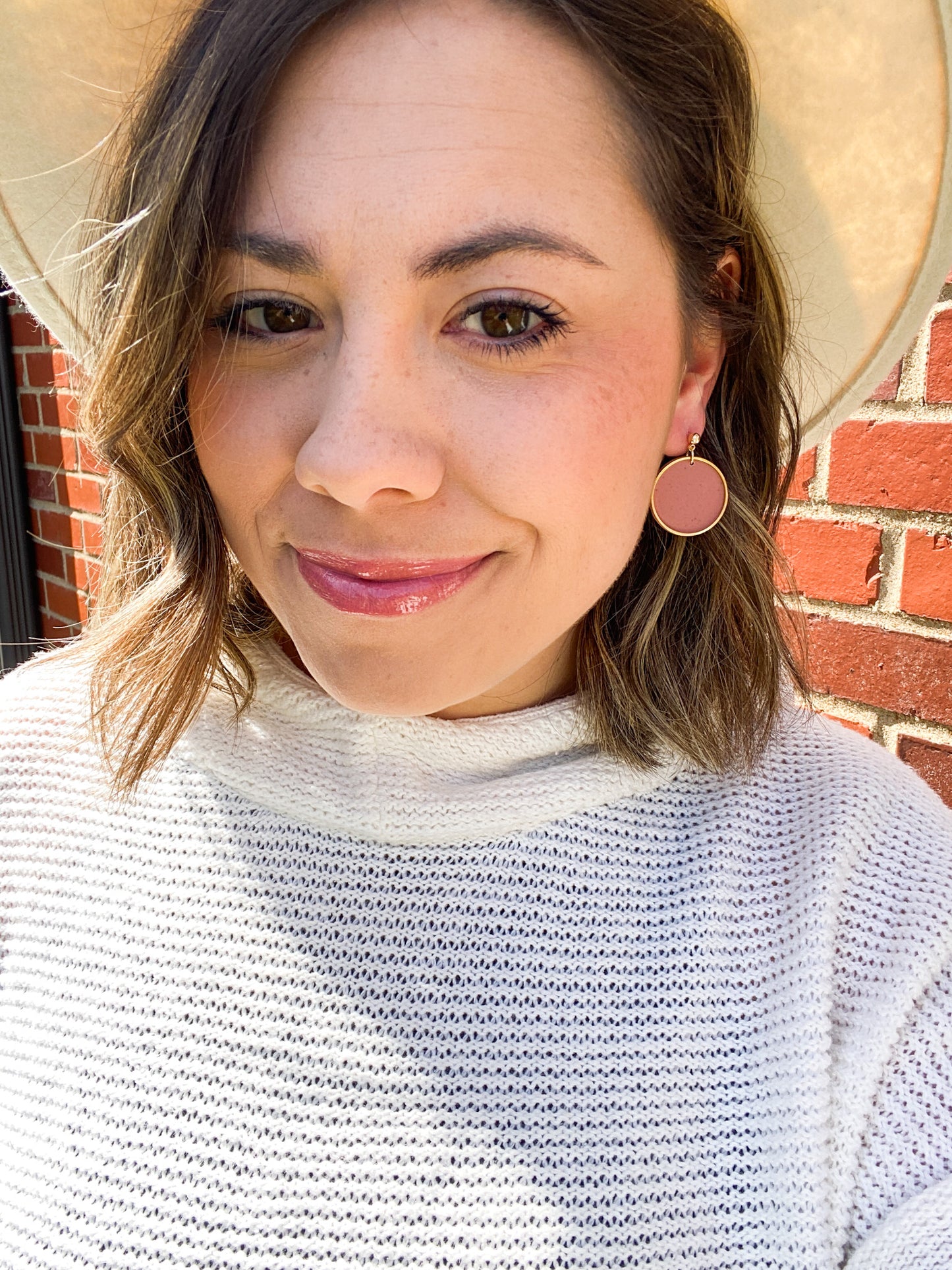 Spring Pink Clay Fancy Stud Style Earrings