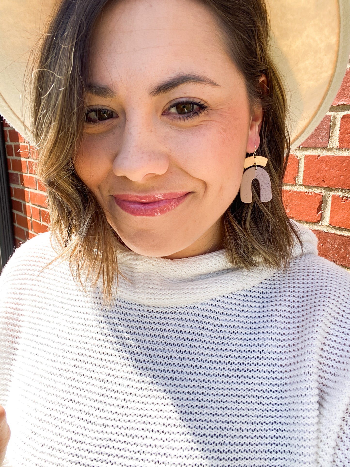 Boho Neutral Dangle Clay Earrings