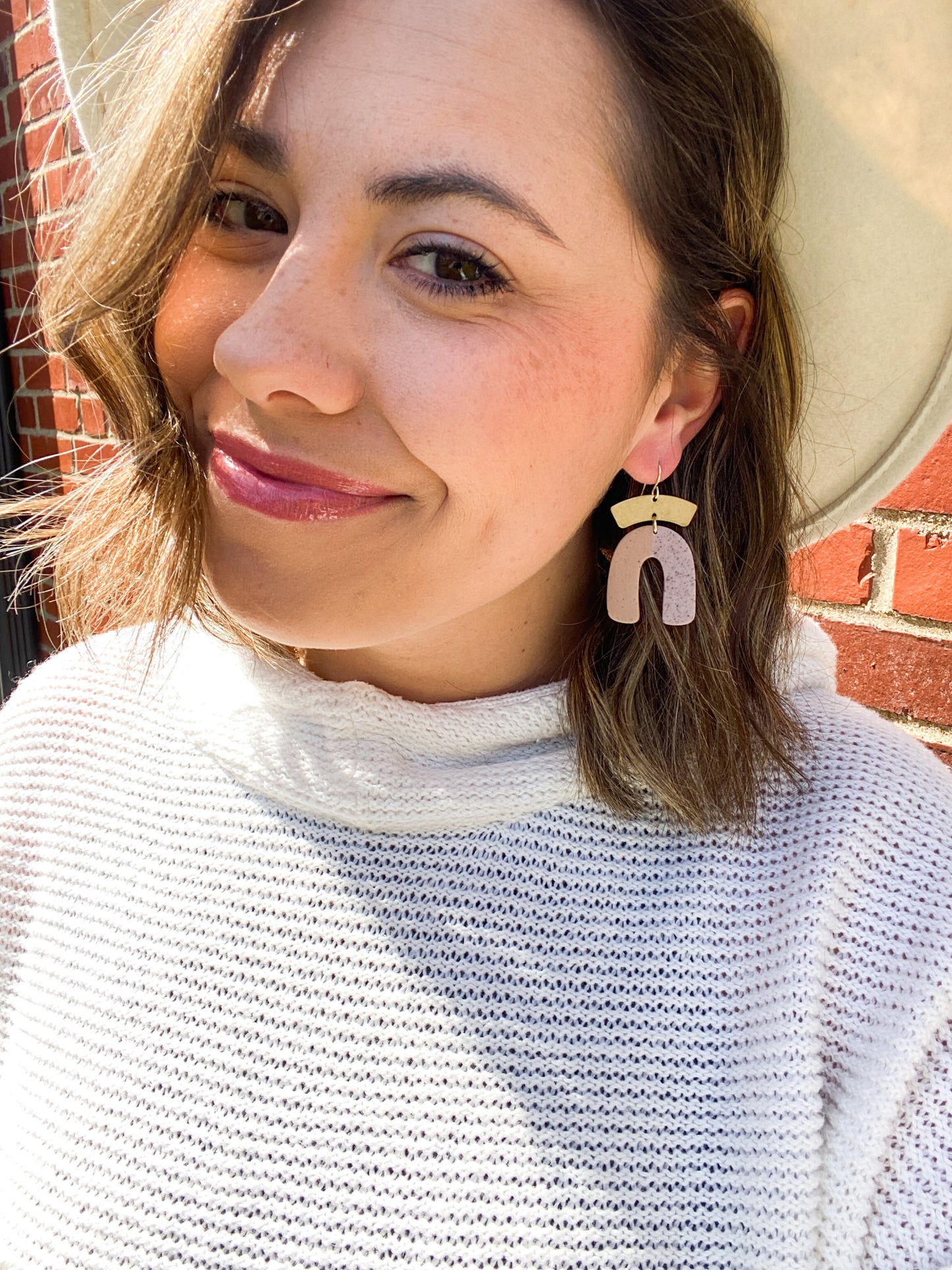 Boho Neutral Dangle Clay Earrings
