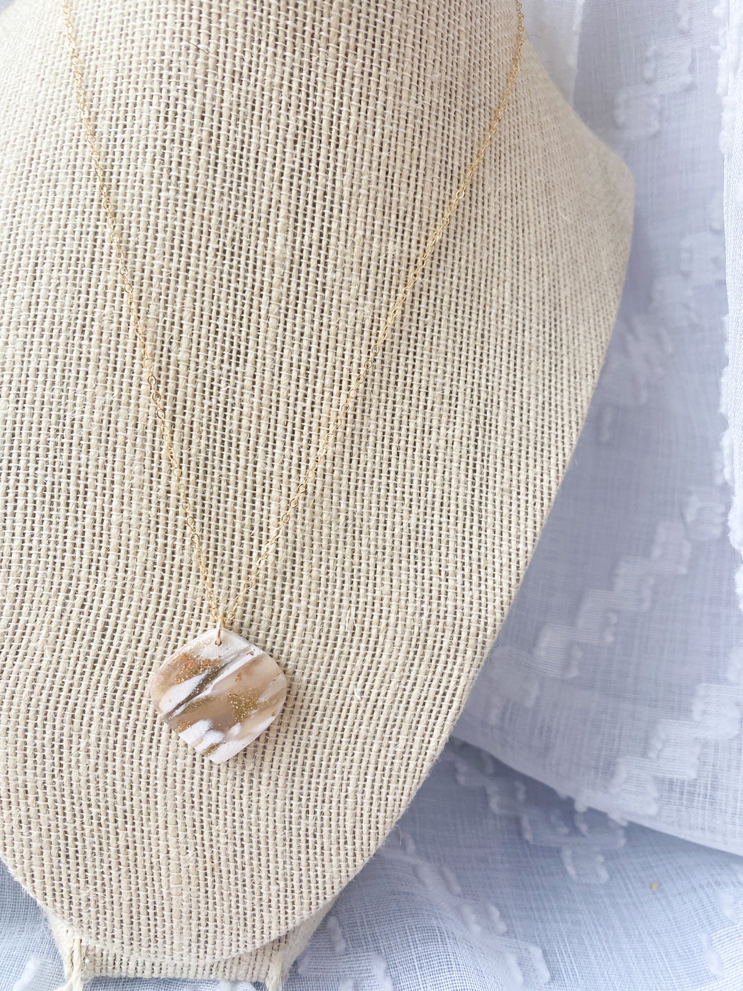 Marble Style Gold Fill Necklace | 17 Inch Chain