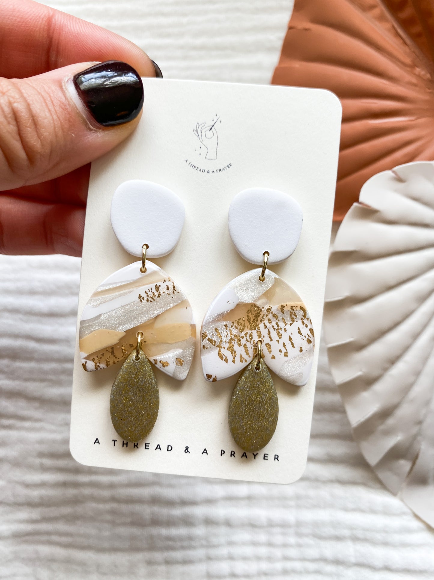 Trendy Marbled Gold Style Clay Earrings | Fancy Earrings | Lightweight