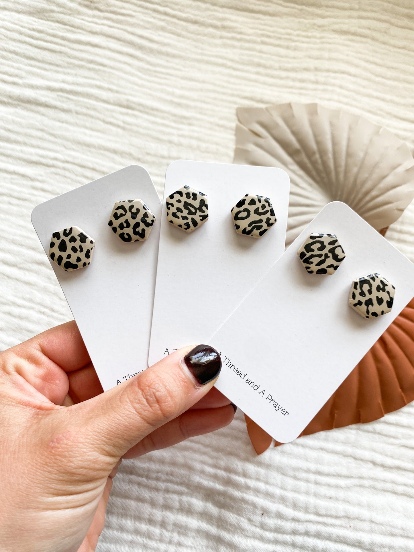 Cheetah Print Dainty Stud Clay Earrings
