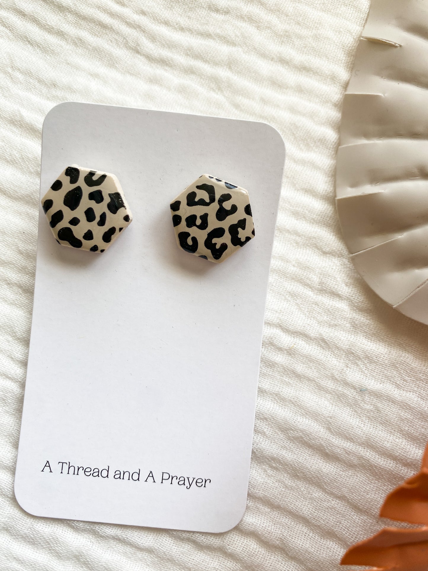 Cheetah Print Dainty Stud Clay Earrings