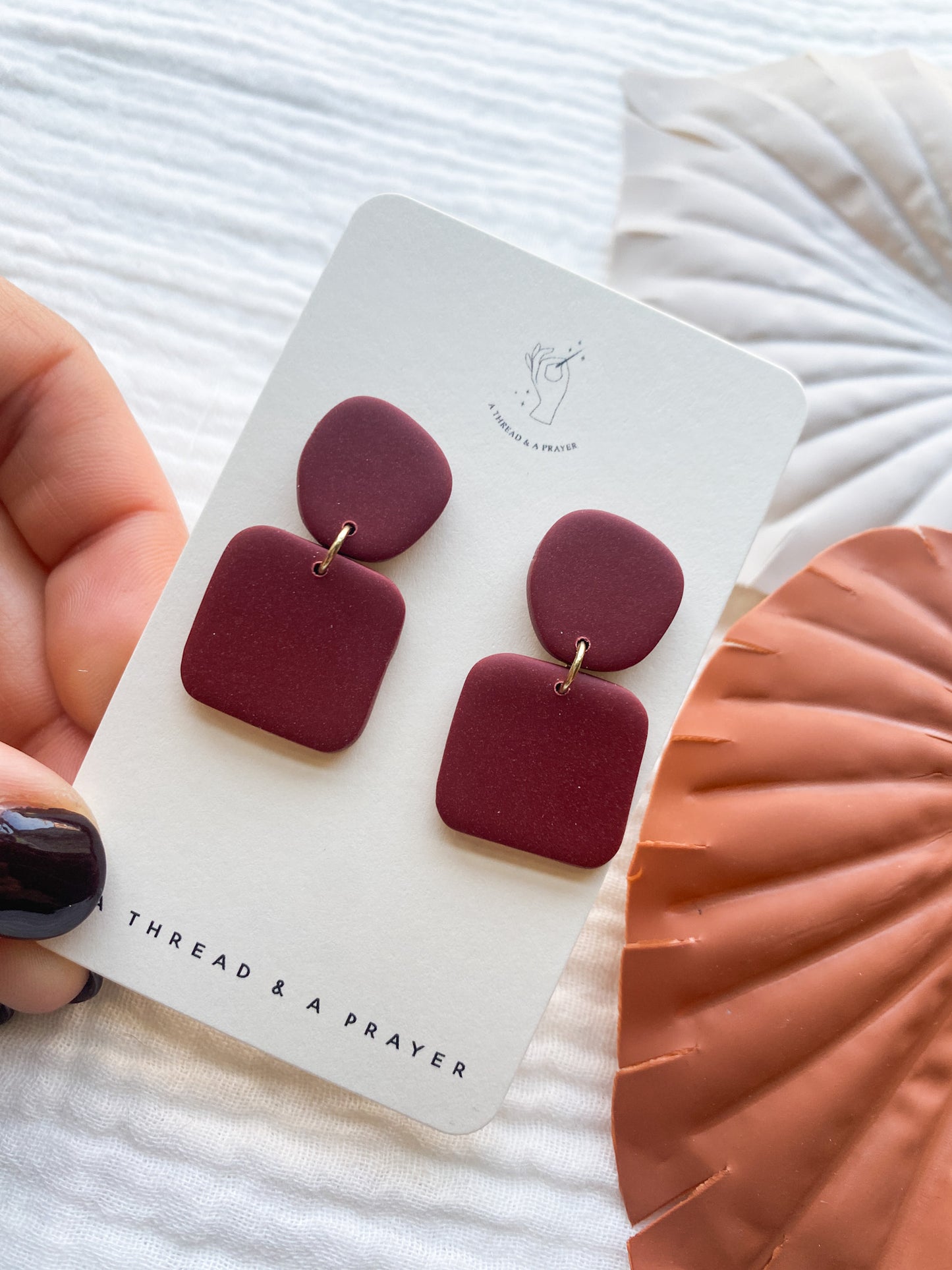 Dainty Summer Wear Cute Mini Dangles | Clay Earrings | Lightweight | Mustard Yellow | Deep Red Rust