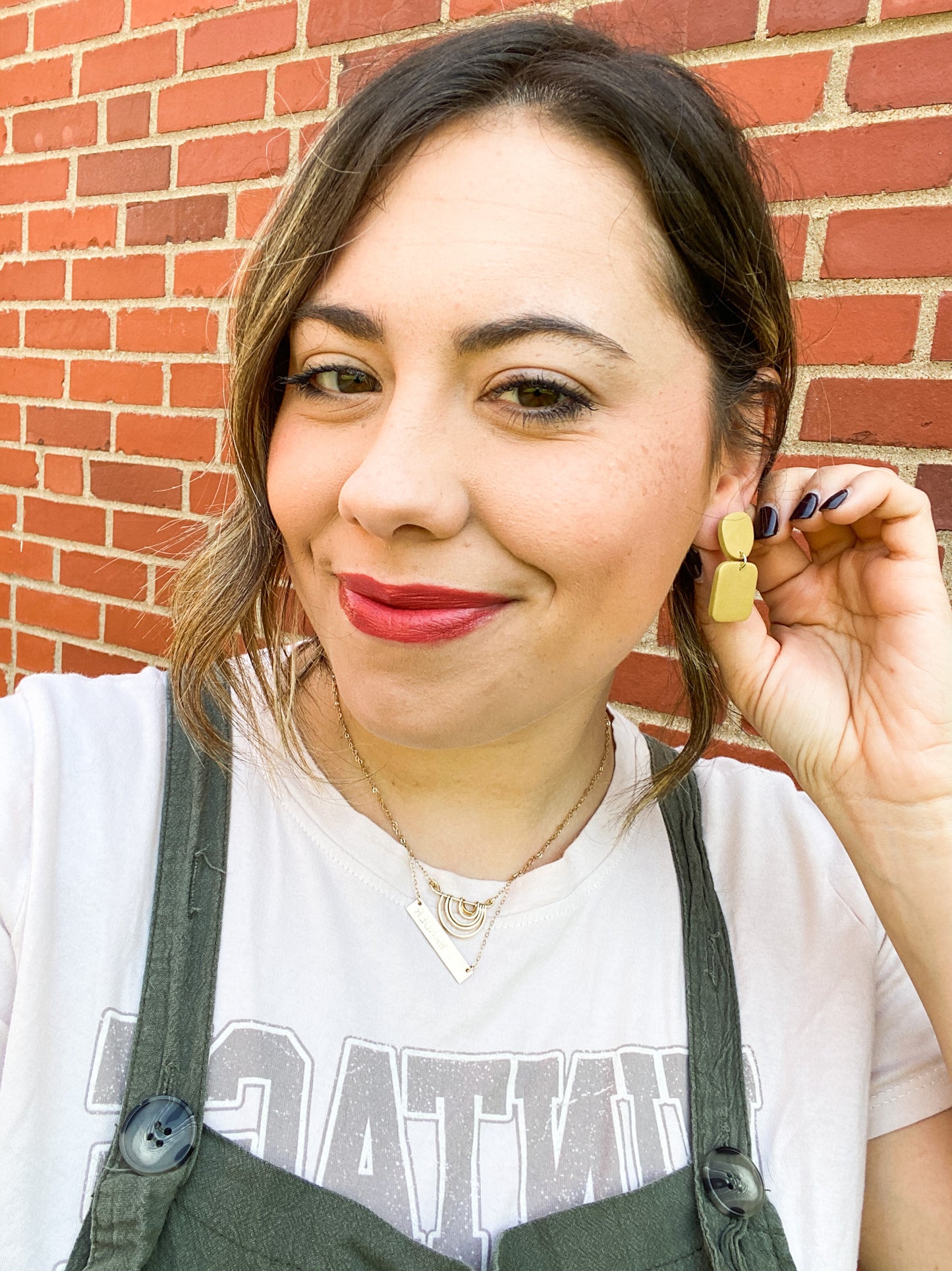 Dainty Summer Wear Cute Mini Dangles | Clay Earrings | Lightweight | Mustard Yellow | Deep Red Rust