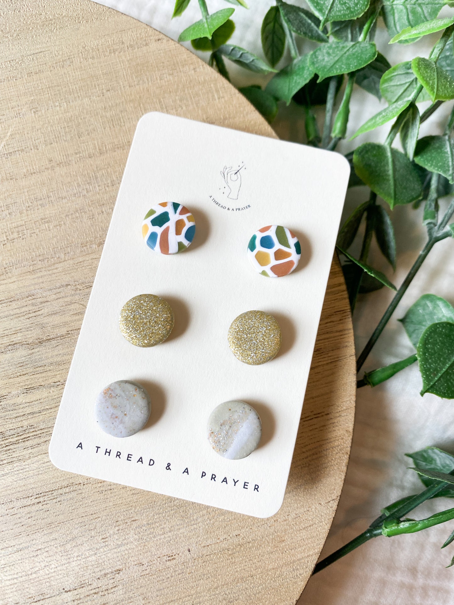 Dainty Stained Glass, Glitter and Marble Stud Pack