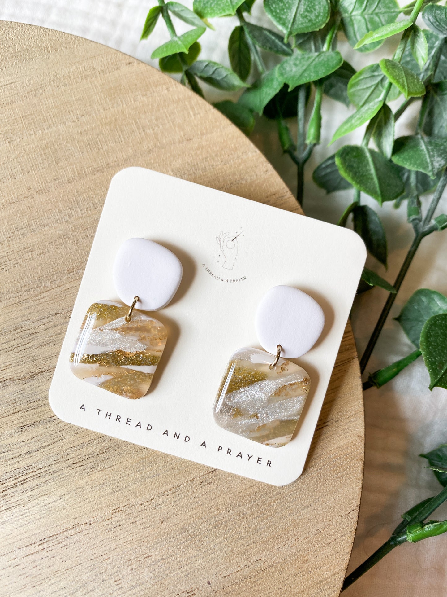 Cute Dainty Marbled Neutral Style Clay Earrings | Everyday Wear | Lightweight