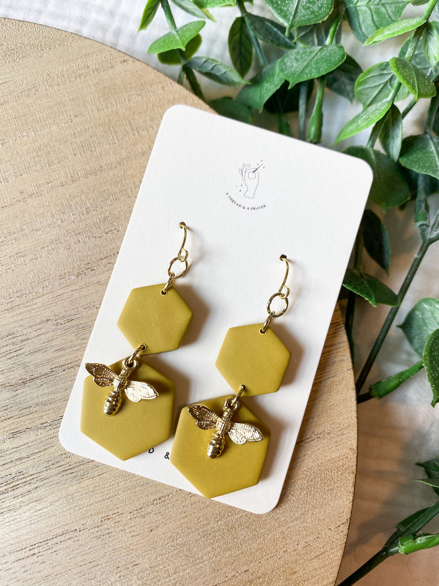 Don't Worry Bee Happy Yellow Earrings | Polymer Clay | Gold Accents | Summer Style| Lightweight