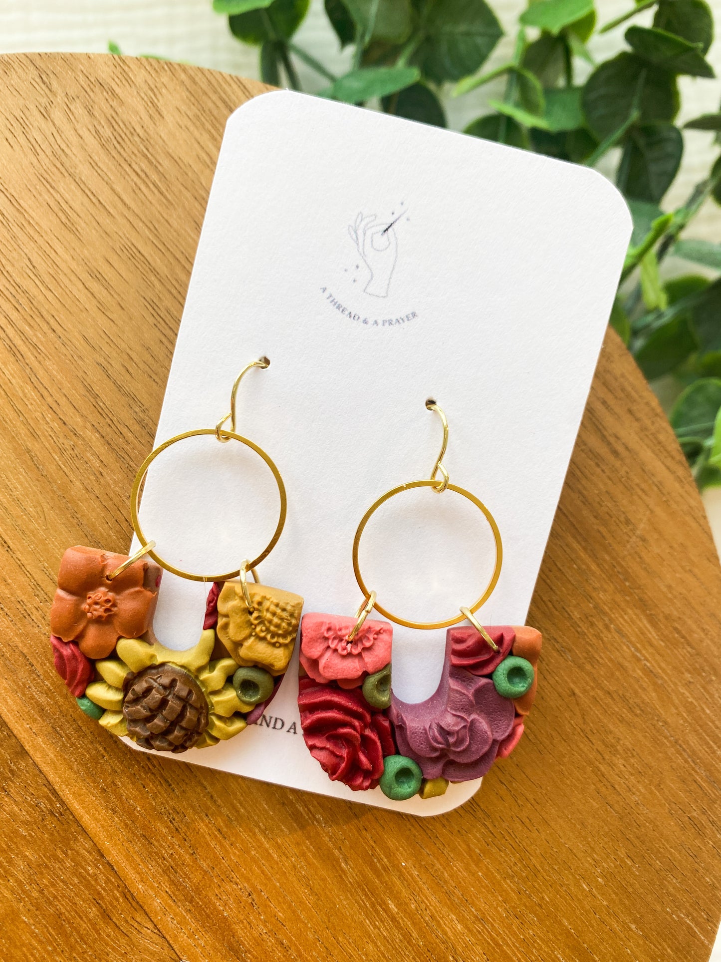 Fall Floral Garden Earrings 2 | Floral Earrings | Clay Earrings | Sunflowers