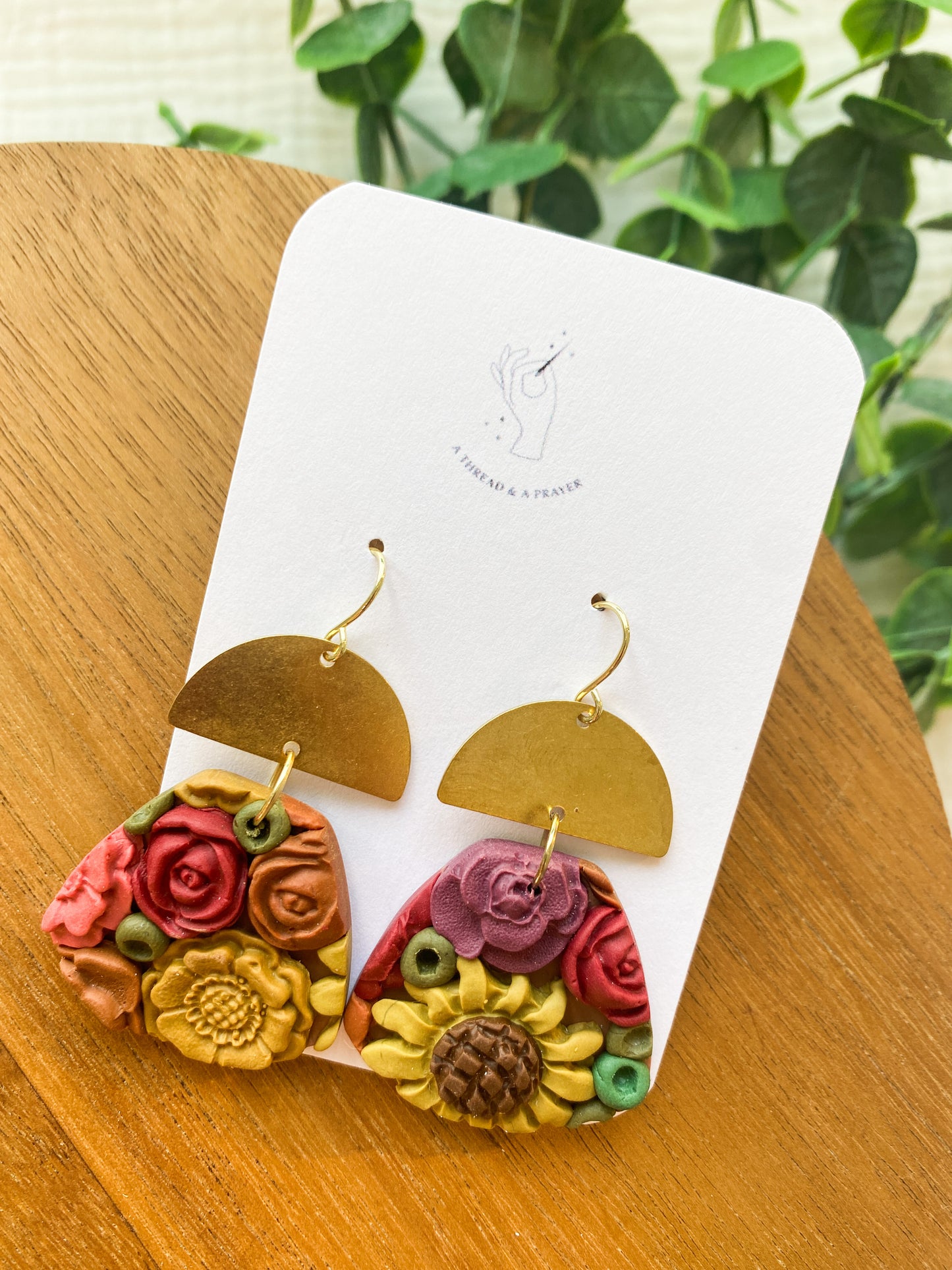 Fall Floral Garden Earrings 2 | Floral Earrings | Clay Earrings | Sunflowers