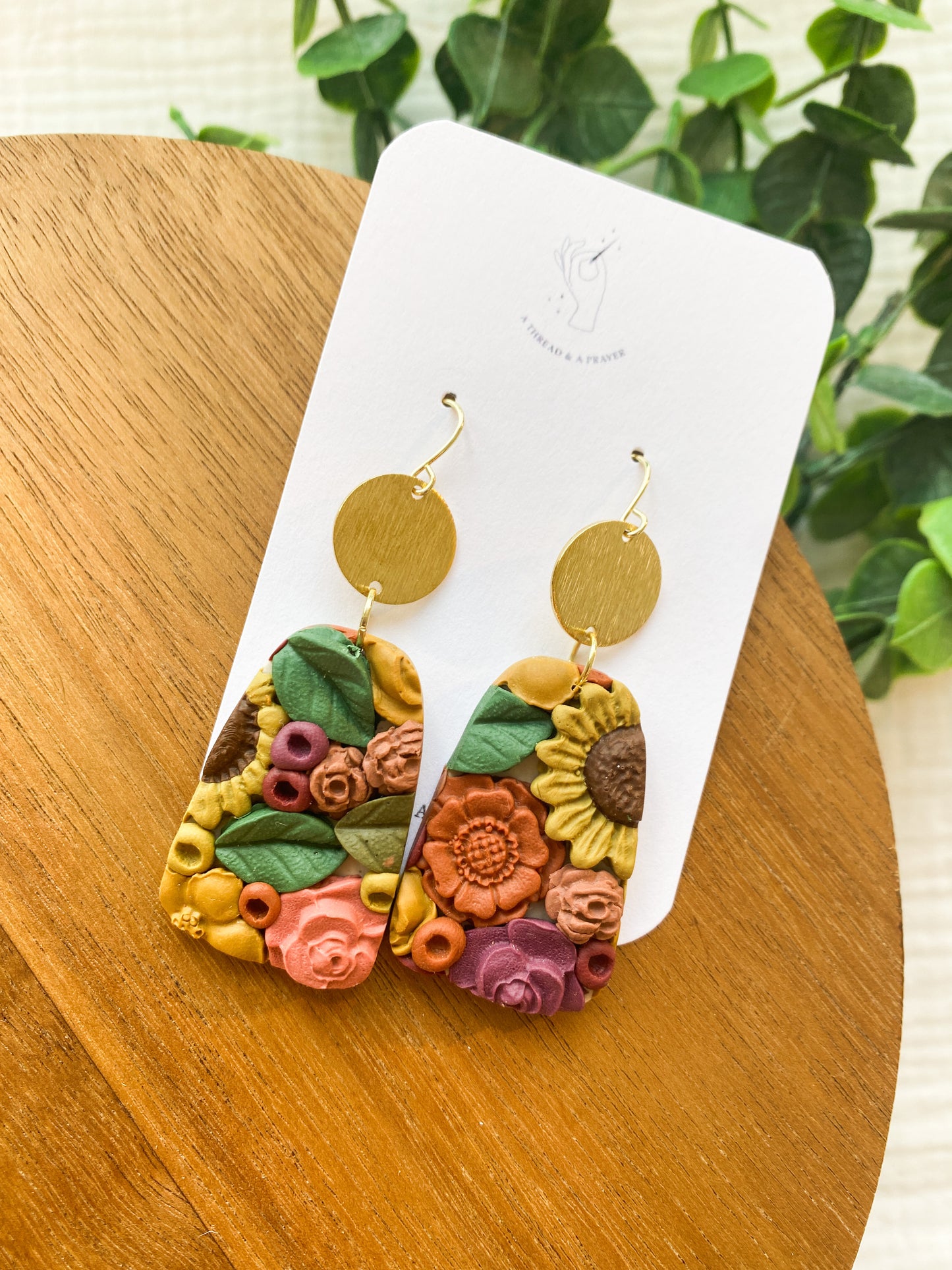 Fall Floral Garden Earrings 1 | Floral Earrings | Clay Earrings | Sunflowers