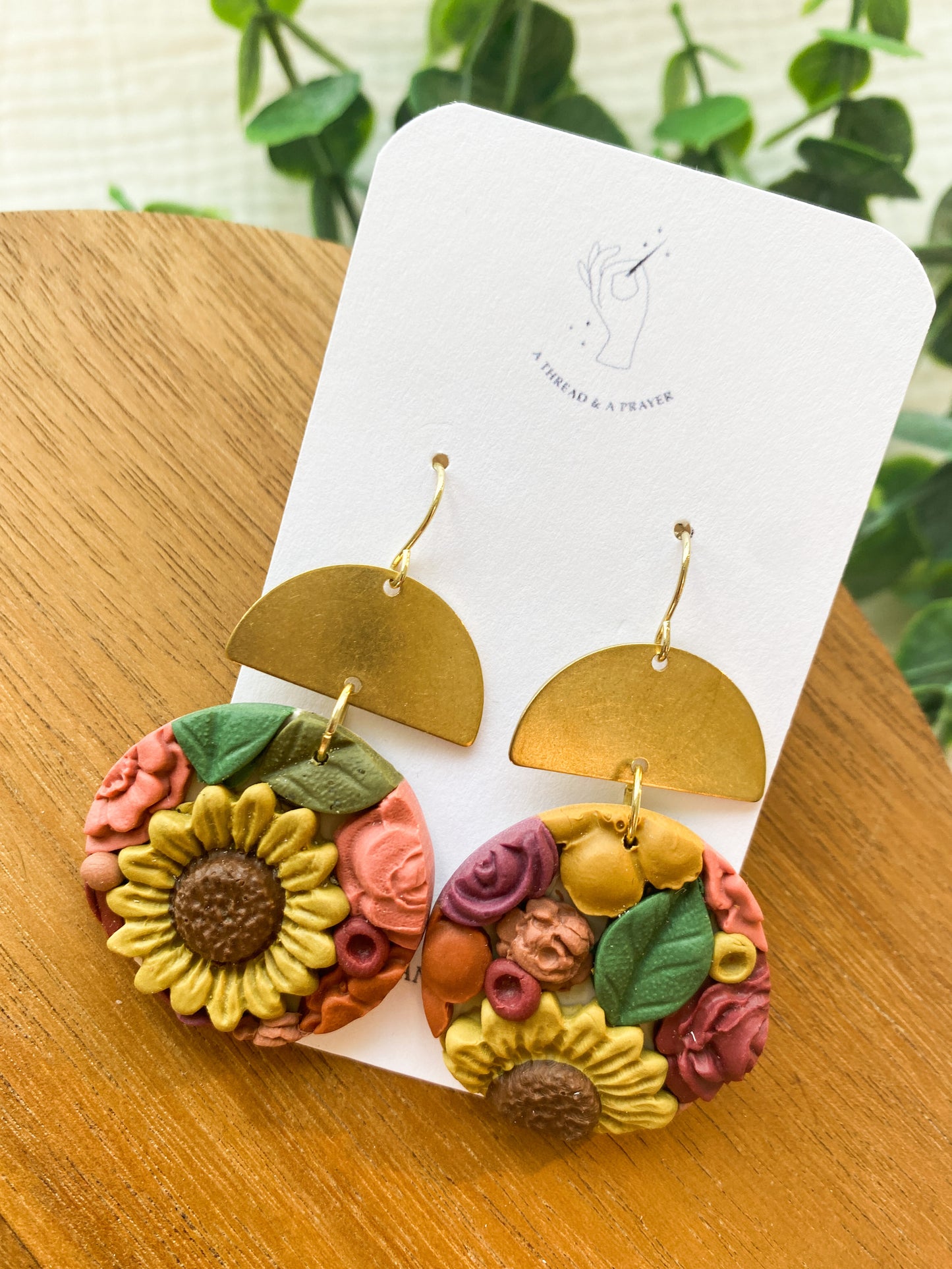 Fall Floral Garden Earrings 1 | Floral Earrings | Clay Earrings | Sunflowers