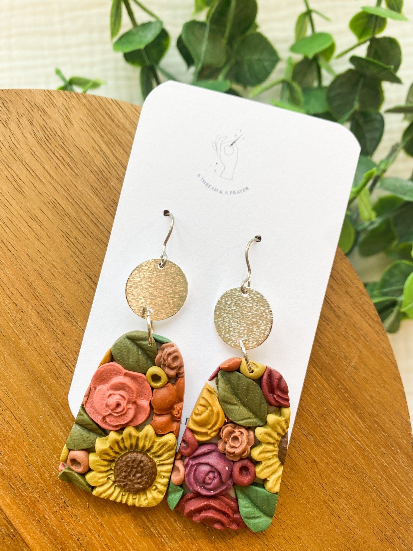 Fall Floral Garden Earrings 1 | Floral Earrings | Clay Earrings | Sunflowers