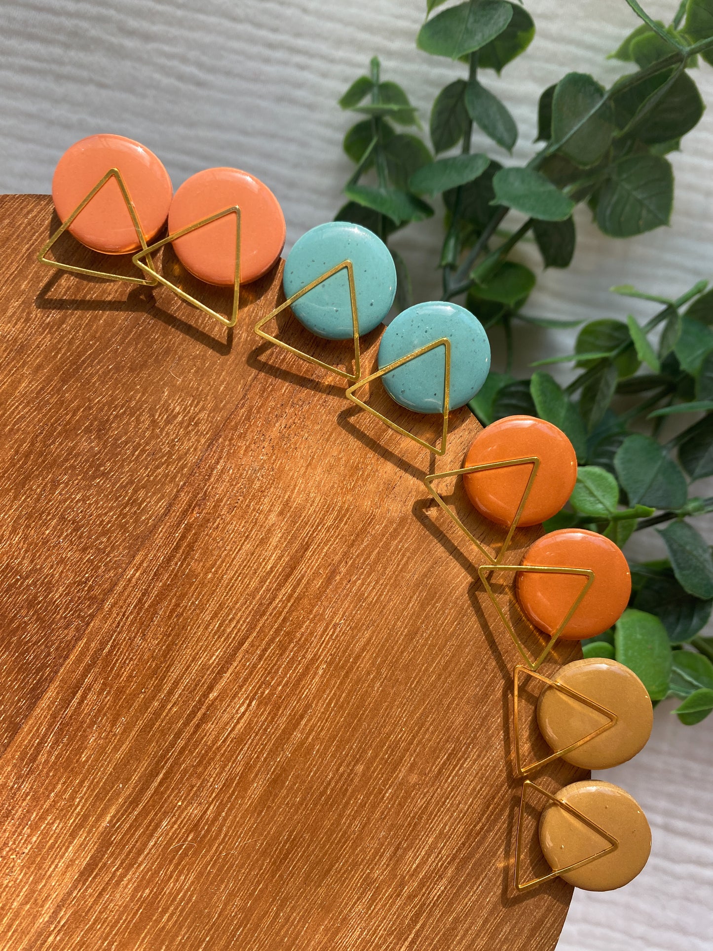 Triangle Cute Clay Studs | Fancy Studs | Fall Colors | Dainty Fall Earrings
