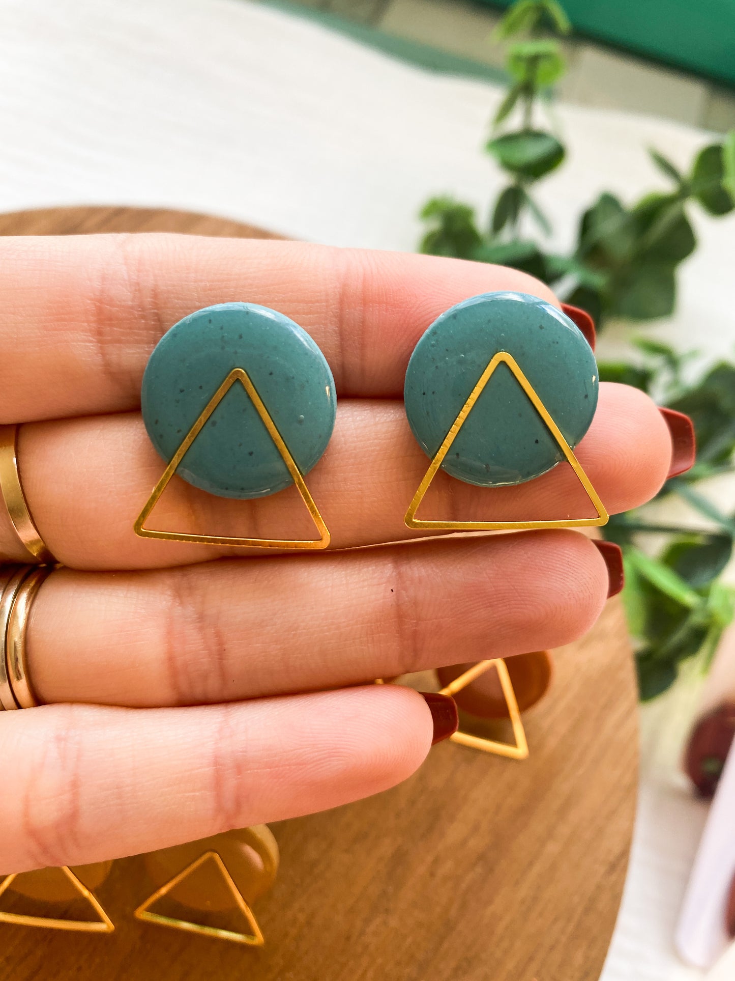 Triangle Cute Clay Studs | Fancy Studs | Fall Colors | Dainty Fall Earrings