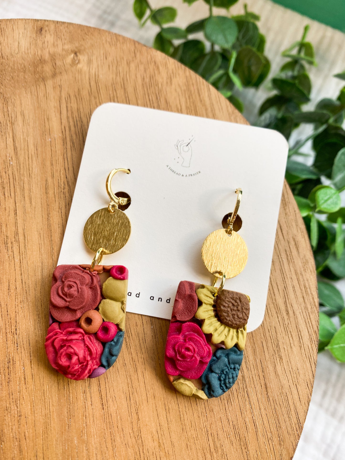 Bright and Fun Fall Floral Earrings | Flower Garden Earrings | Dangle Clay Earrings
