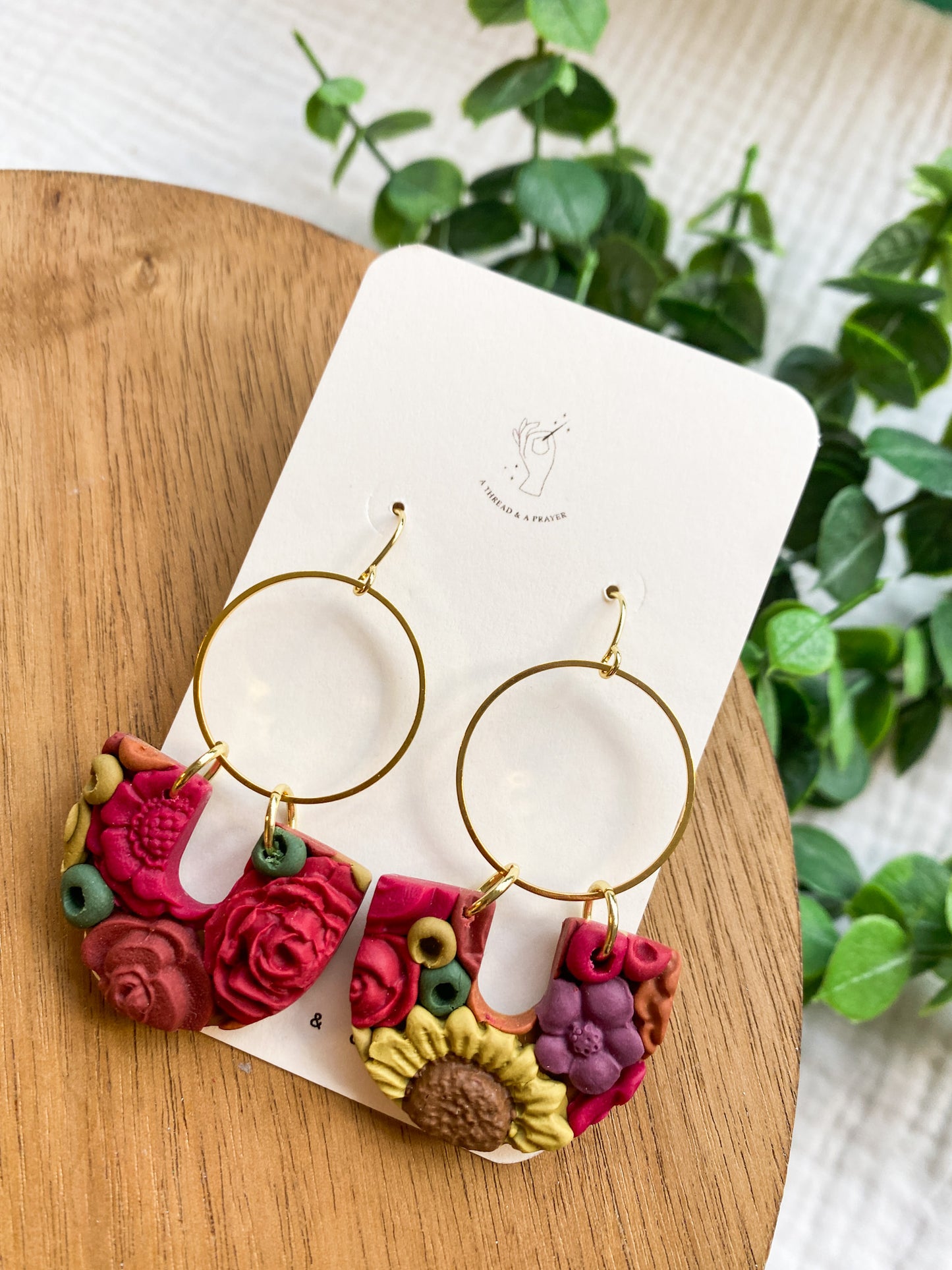 Bright and Fun Fall Floral Earrings | Flower Garden Earrings | Dangle Clay Earrings