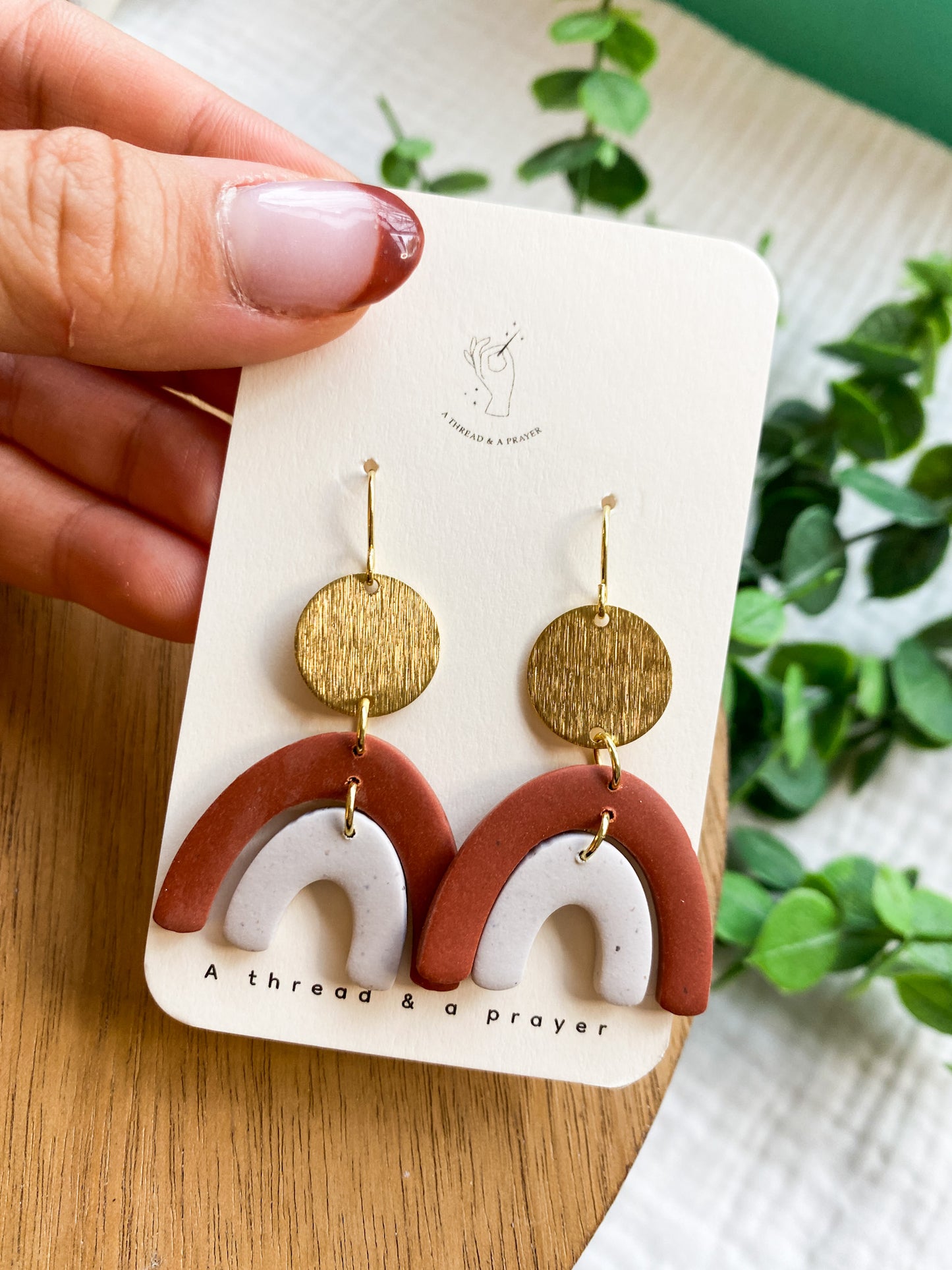 Fall Rainbow Boho Earrings in Terra Cotta | Gold Accents | Dangle Earrings | Everyday Wear | Lightweight