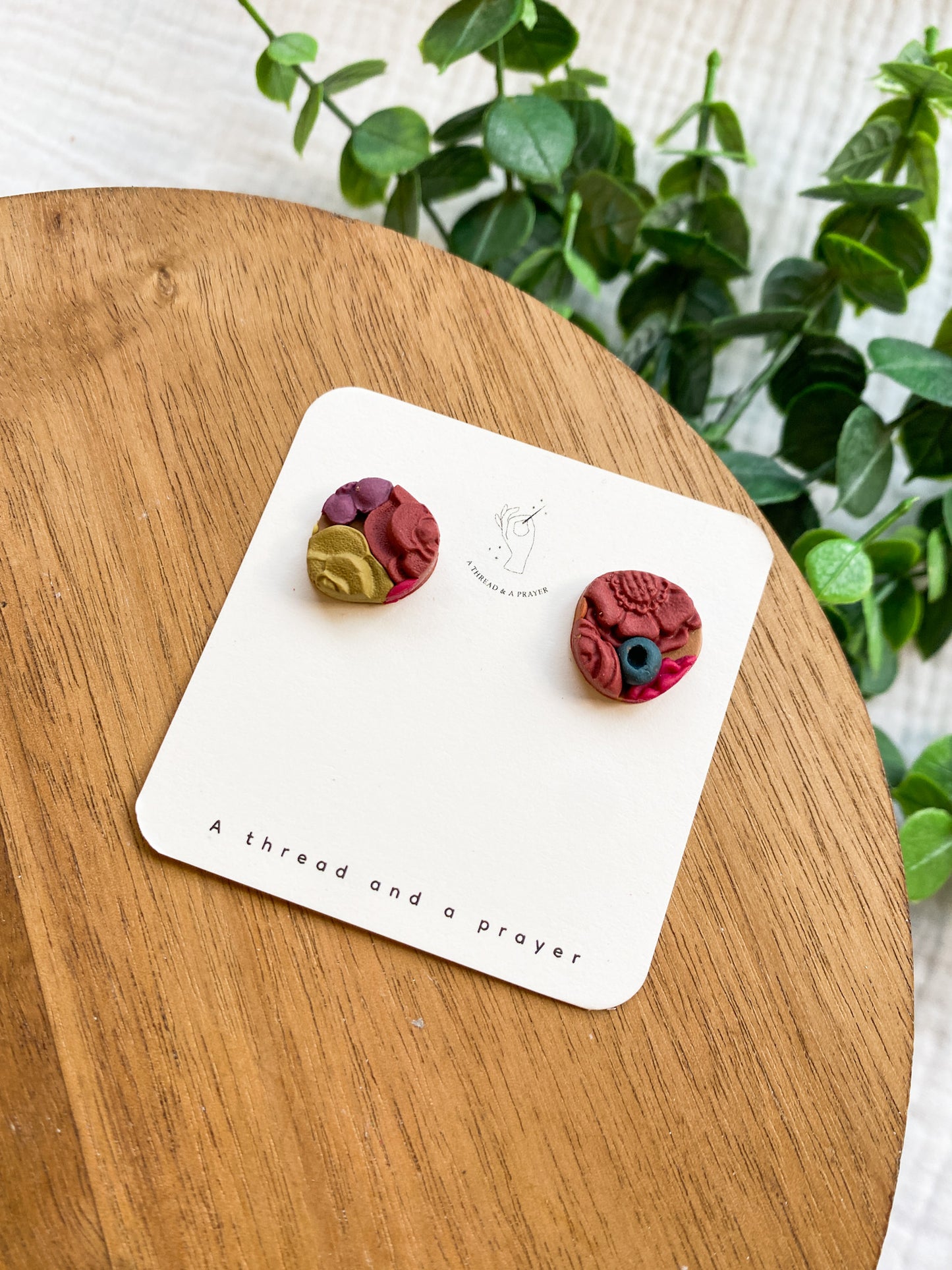 Stud Style Bright and Fun Fall Floral Earrings | Flower Garden Earrings | Stud Clay Earrings