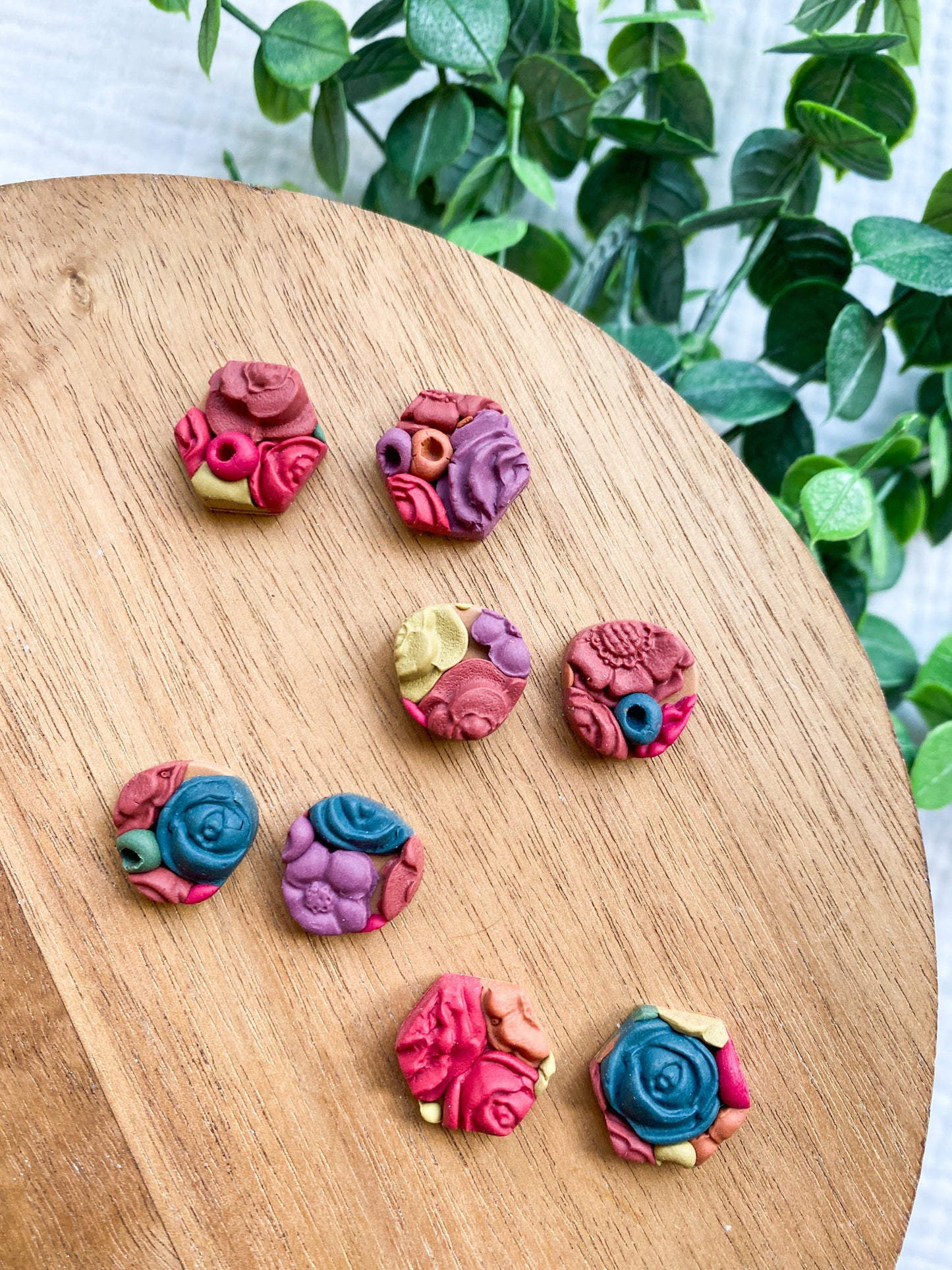 Stud Style Bright and Fun Fall Floral Earrings | Flower Garden Earrings | Stud Clay Earrings