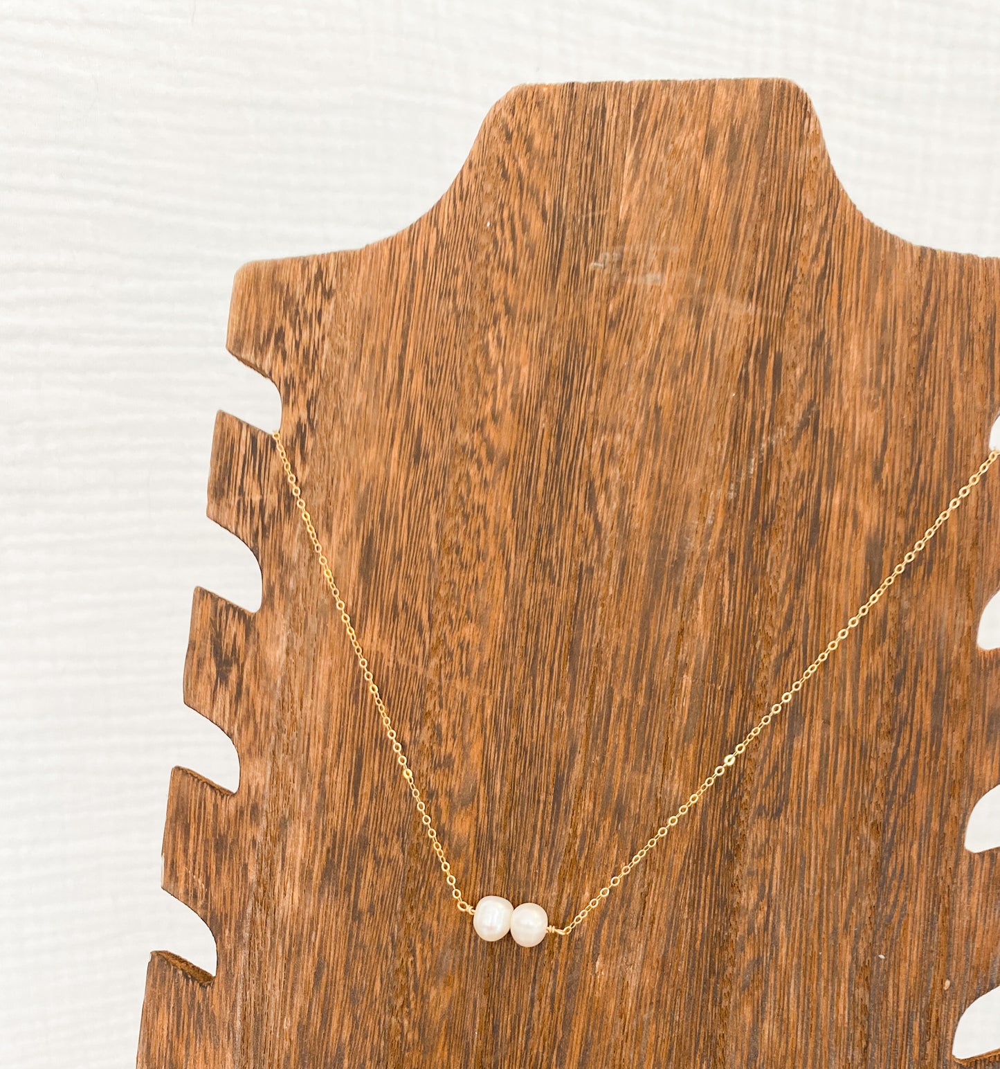 Dainty 2 Pearl Necklace | Freshwater Pearls | Gold Fill Necklace | 18 Inch Chain
