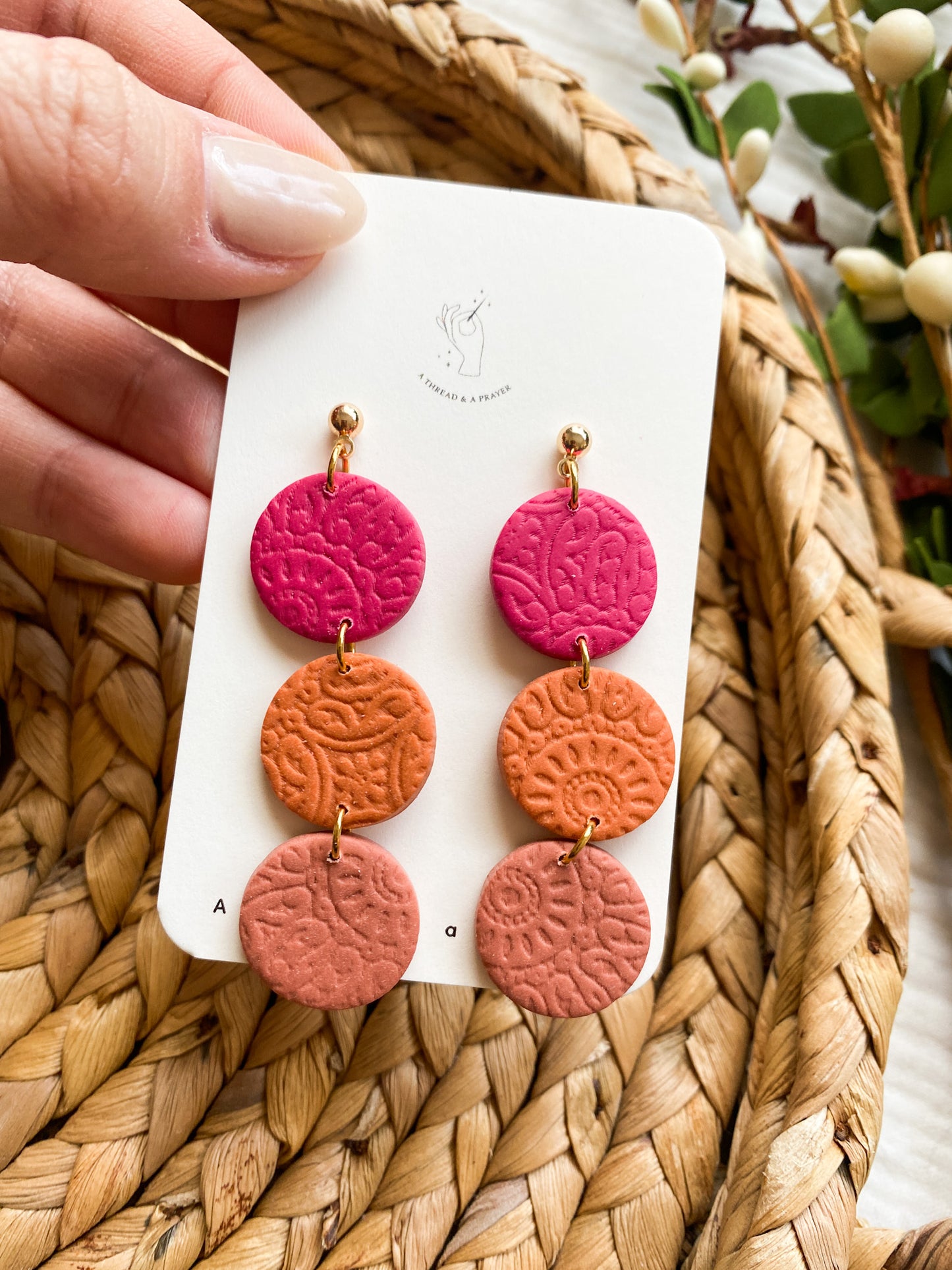 Textured Shades of Pink Dangle Clay Earrings | Flirty Earrings | Gal Pal Gifts | Bright Earrings