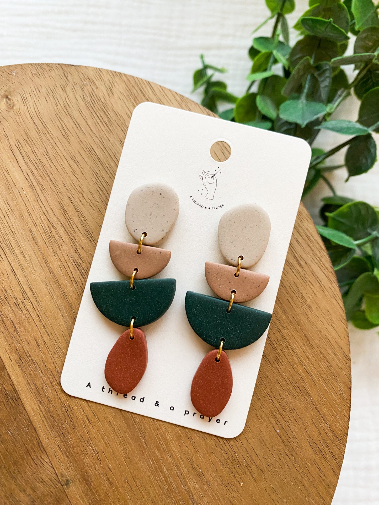Earth Tones Boho Dangle Clay Earrings | Lightweight Earrings | Stylish Autumn Earrings