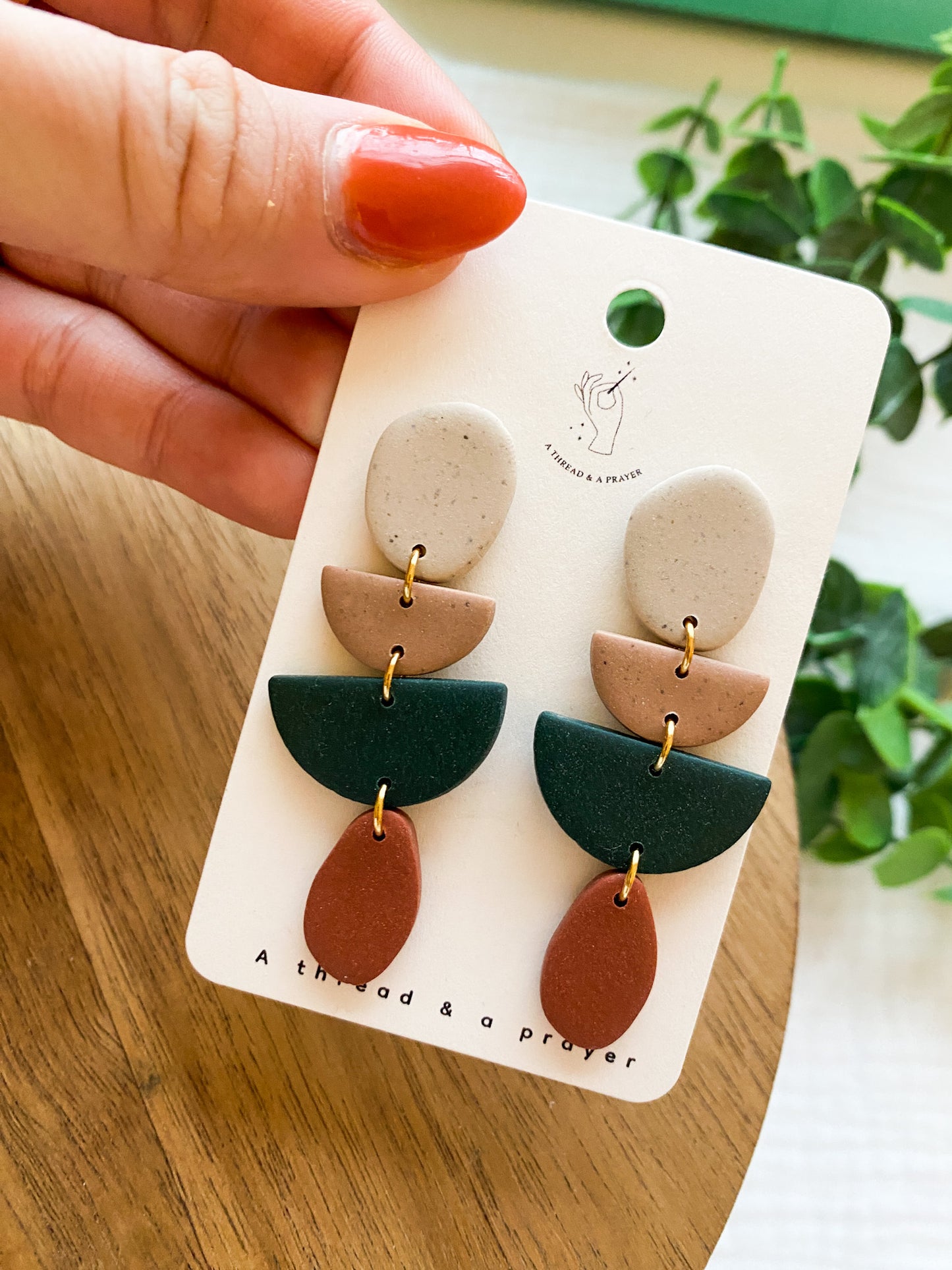 Earth Tones Boho Dangle Clay Earrings | Lightweight Earrings | Stylish Autumn Earrings