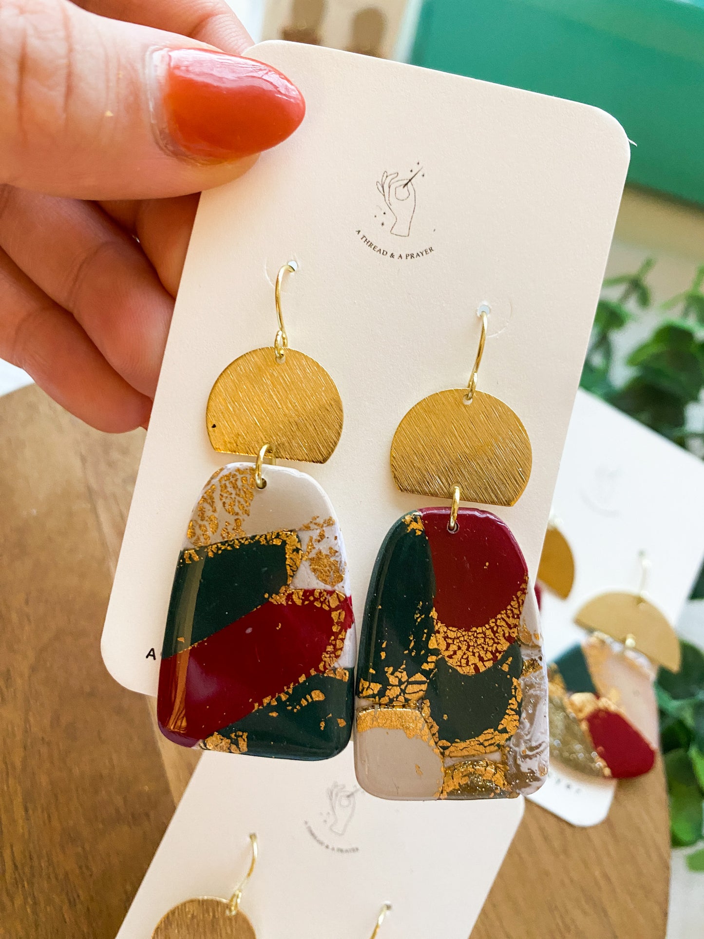Marble Style Christmas Earrings | Marble Earrings | Christmas Colors | Clay Earrings | Lightweight