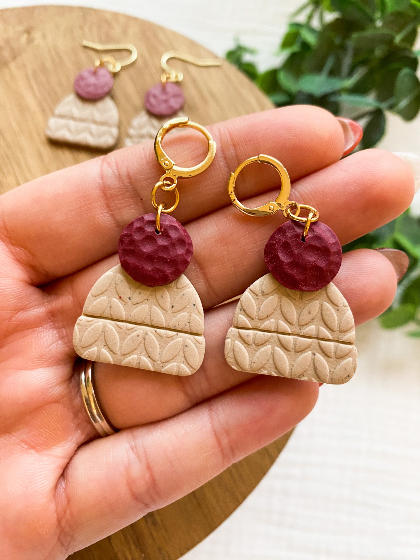 Winter Beanie Clay Hat Earrings | Lightweight Earrings | Stylish Winter Earrings | Sweater Pattern
