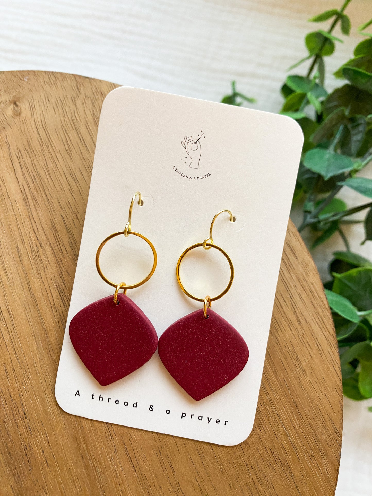 Cute Lightweight Maroon Clay Earrings | Fun Winter Style | Everyday Wear | Basic Earrings