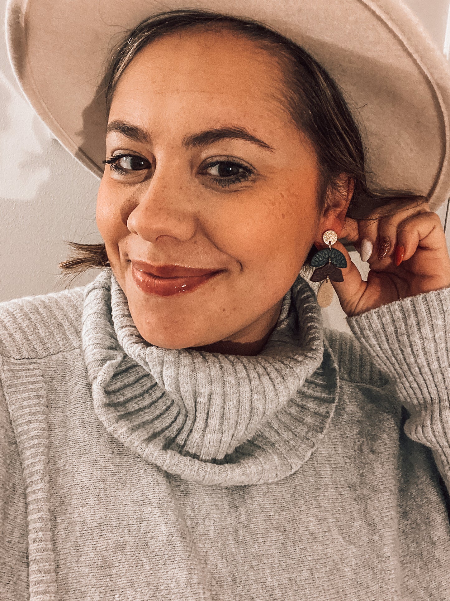 Stacked and Textured Dangle Clay Earrings | Lightweight Earrings | Stylish Autumn Earrings