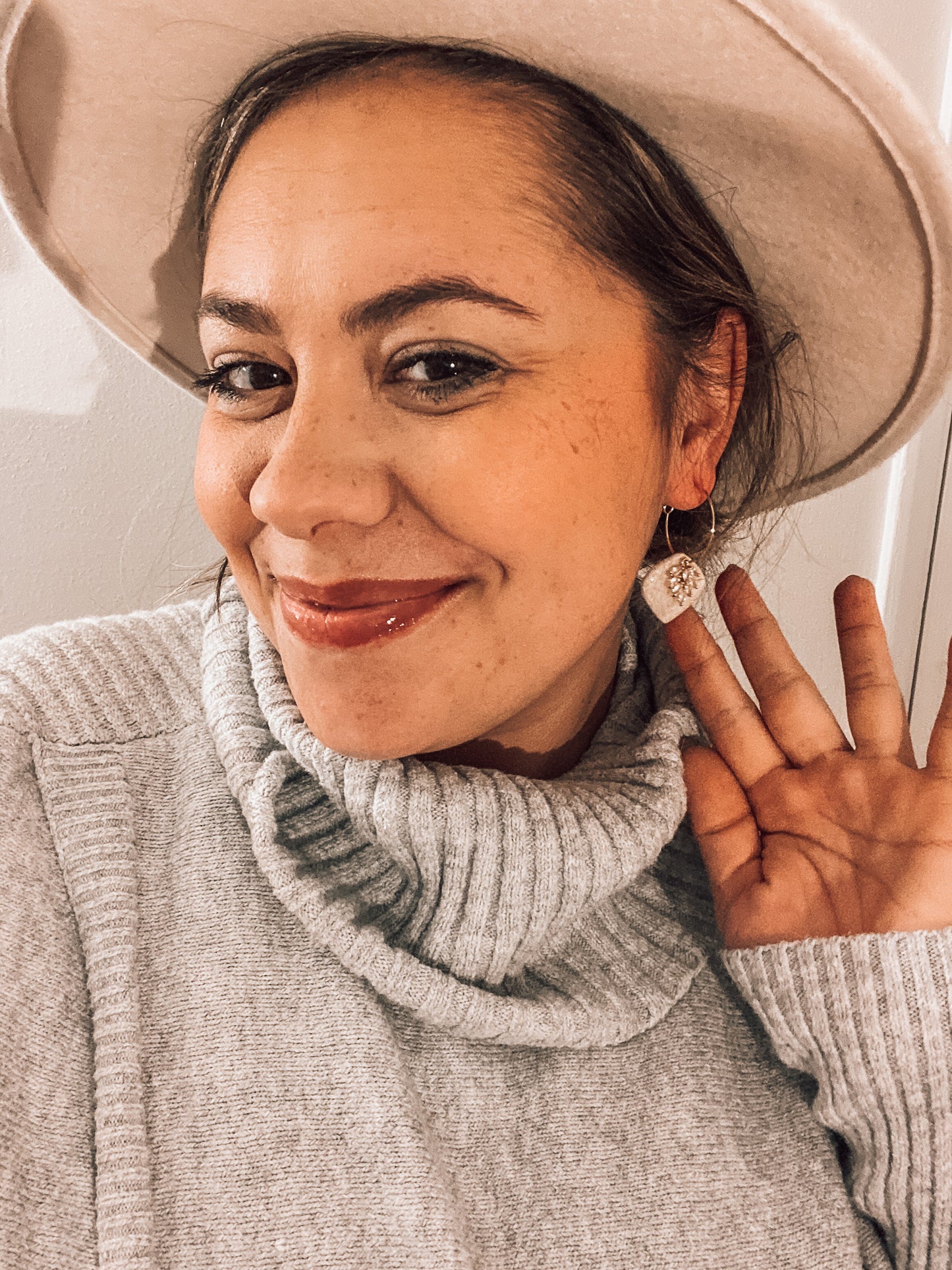 Sparkle and Shine Holiday Marble Hoop Earrings | Fancy Clay Marble Style | Neutral Marbles and Gold Foil | New Years Eve | Lightweight