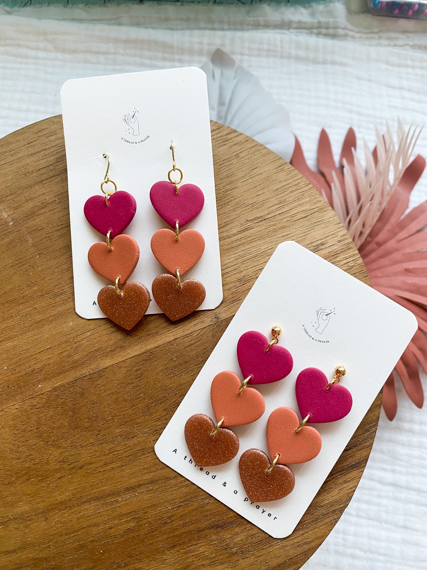 Style 3: Cute Valentine's Day Heart Dangles | Galentine's Day Earrings | Pink Earrings | Lightweight