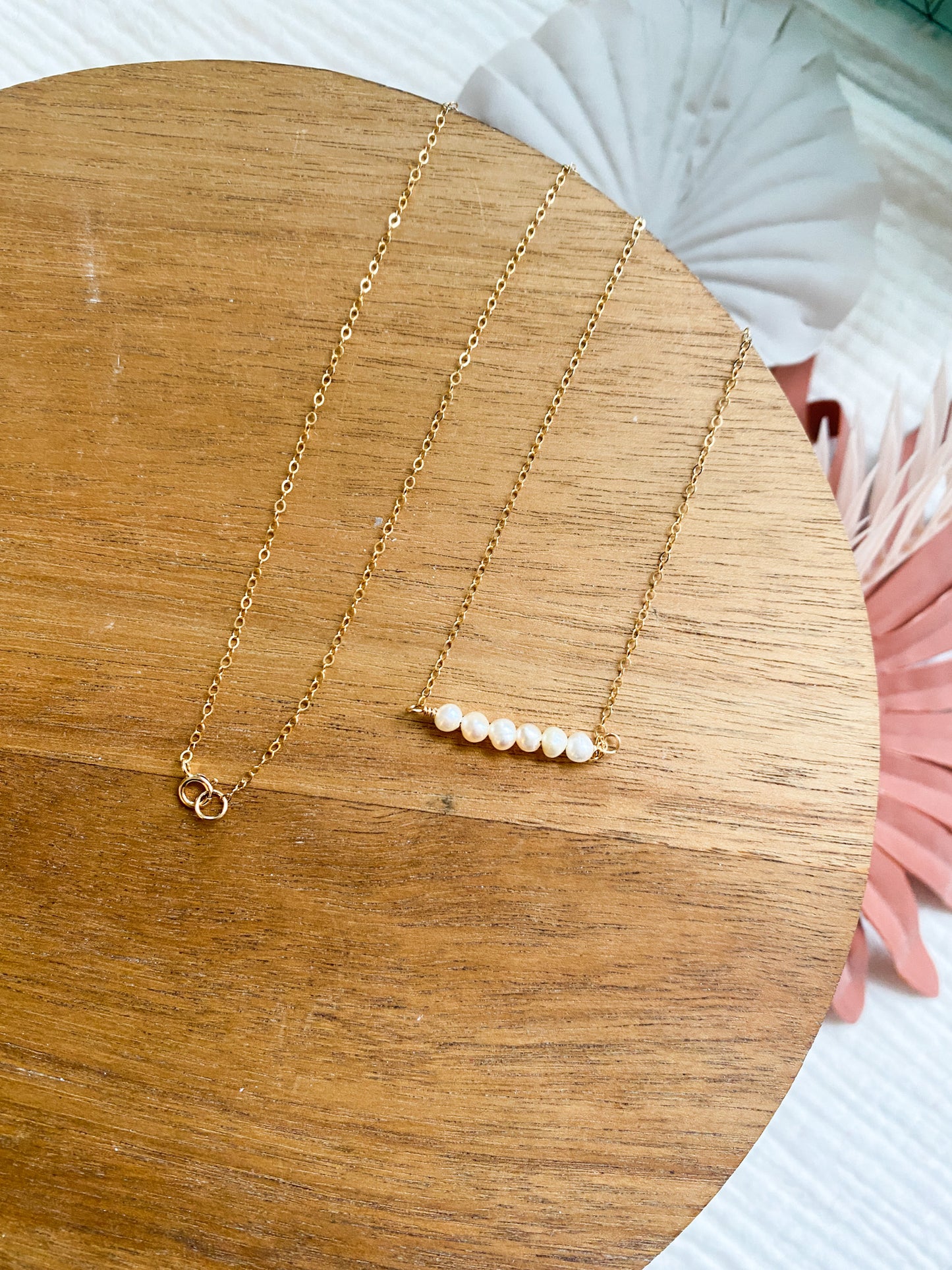 Dainty Pearls Horizontal Necklace | Golf Fill Accent Beads | Freshwater Pearls | Gold Fill Necklace | 18 or 20 Inch Chain