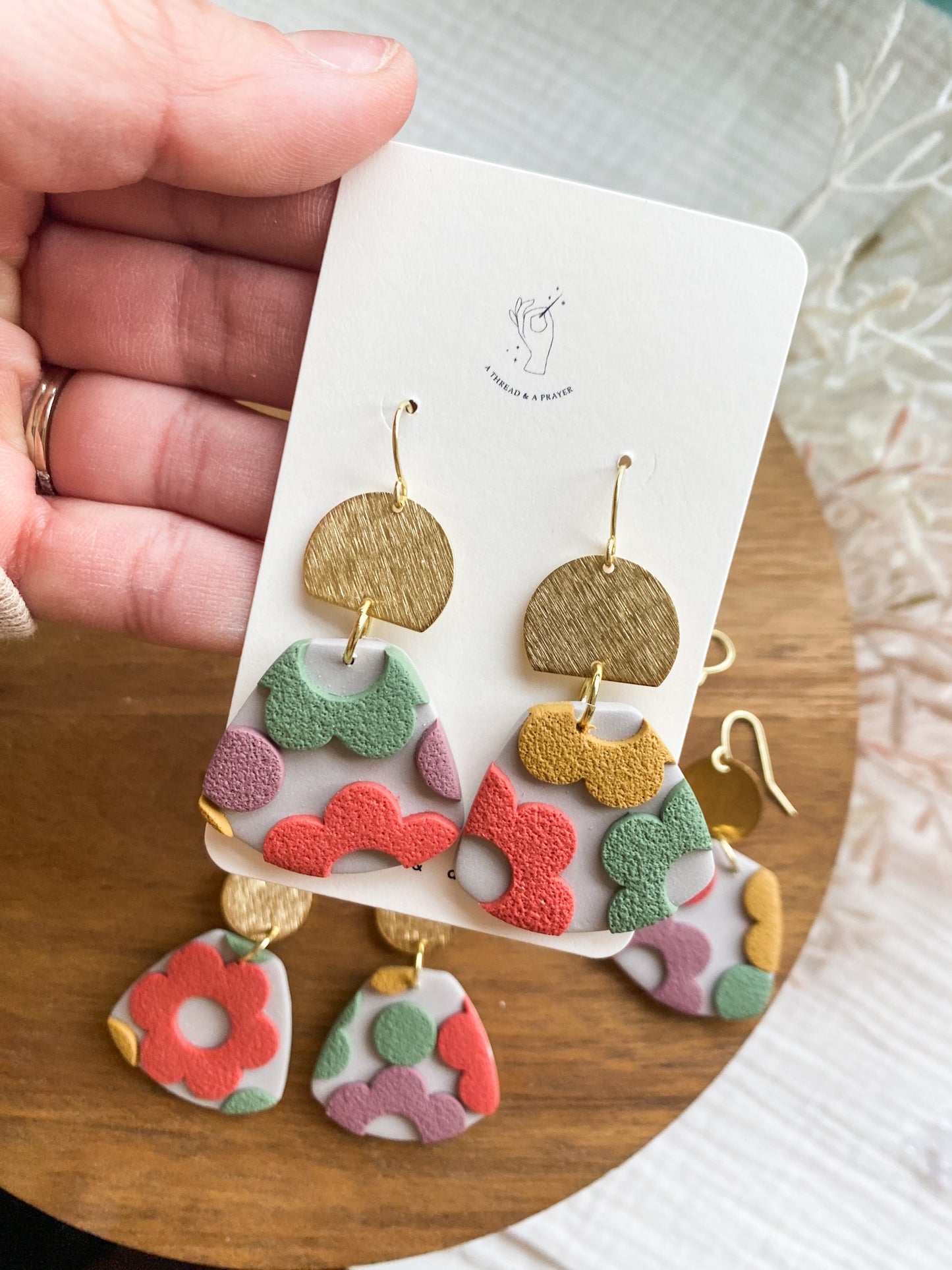 Dangle Style Spring Floral Earrings | Textured Clay Earrings | Retro Pop Earrings | Flower Earrings | Summer Style
