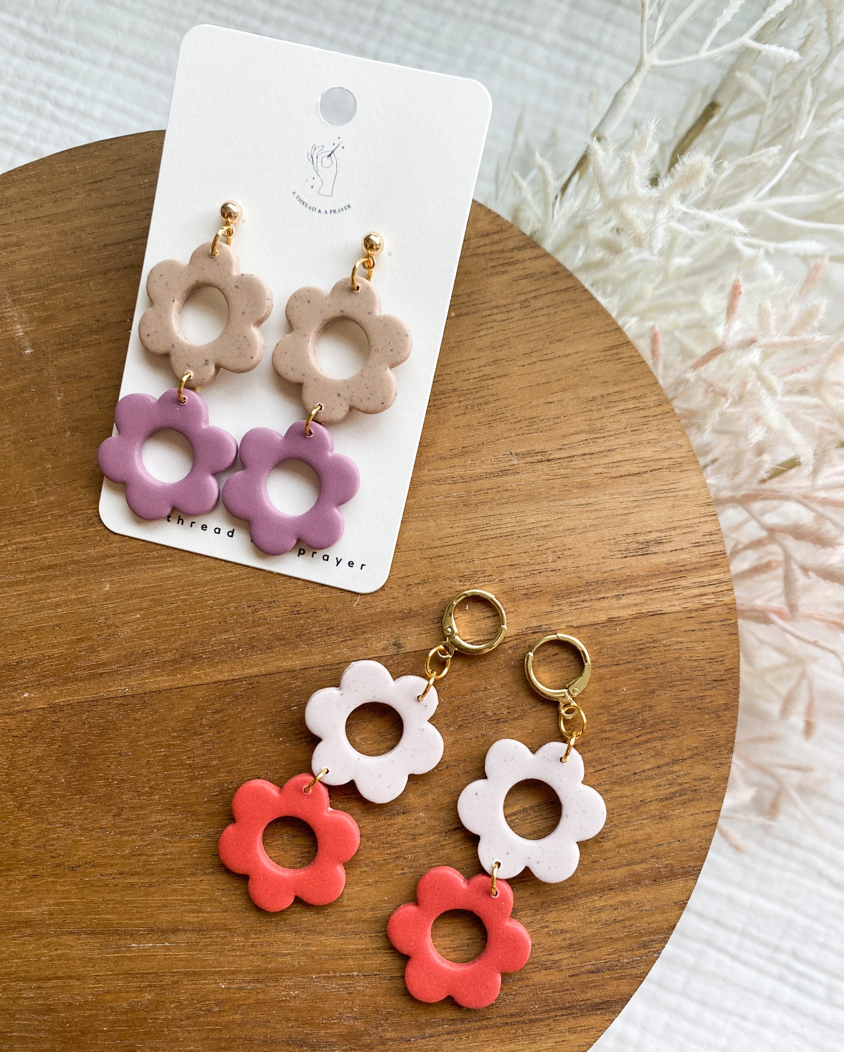 Spring Flower Earrings | Floral Earrings | Funky Clay Earrings | Light