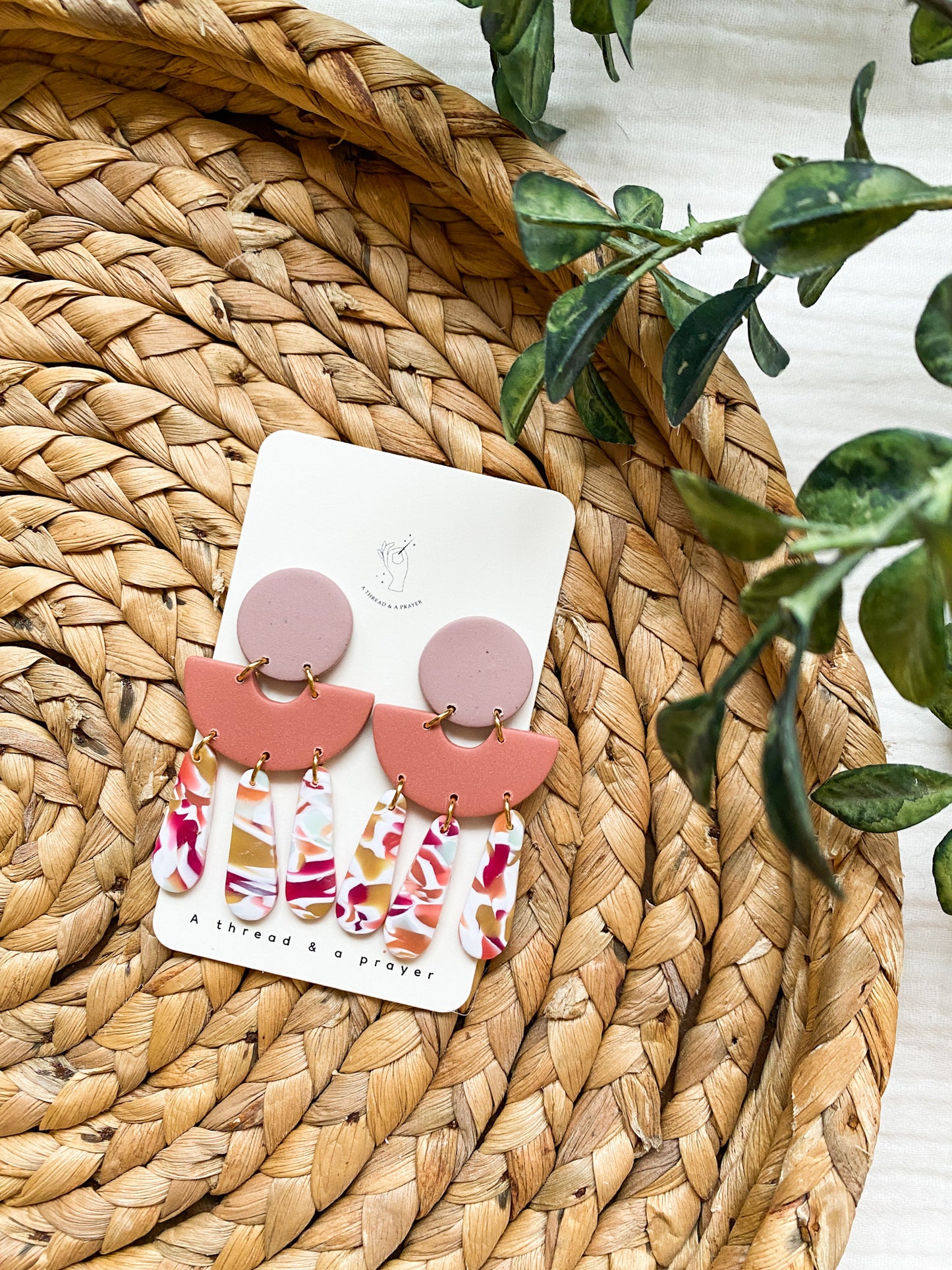 Trendy Spring Clay Earrings | Polymer Clay | Handmade | Spring Bright Colors | Dangle | Spring Earrings | Dramatic Shape