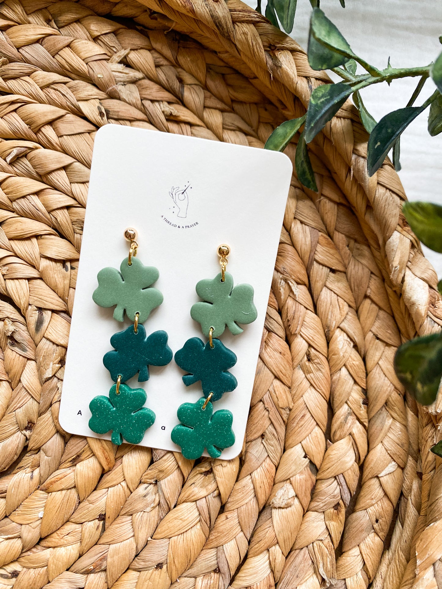 St. Patricks Day Clover Green Dangle Earrings | Party Earrings | Saint Patrick's Day | St. Pats | Lightweight Earrings