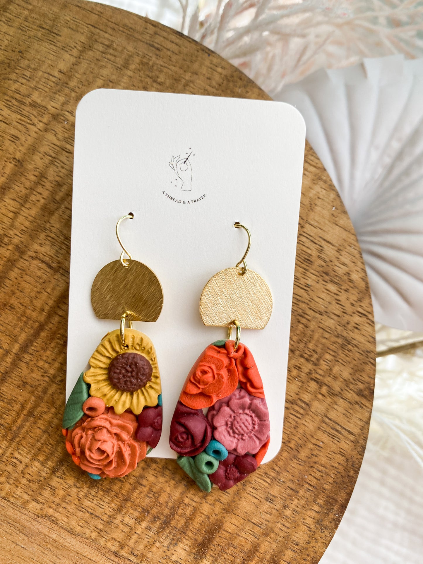 Spring Floral Earrings | Flower Garden Earrings | Dangle Clay Earrings