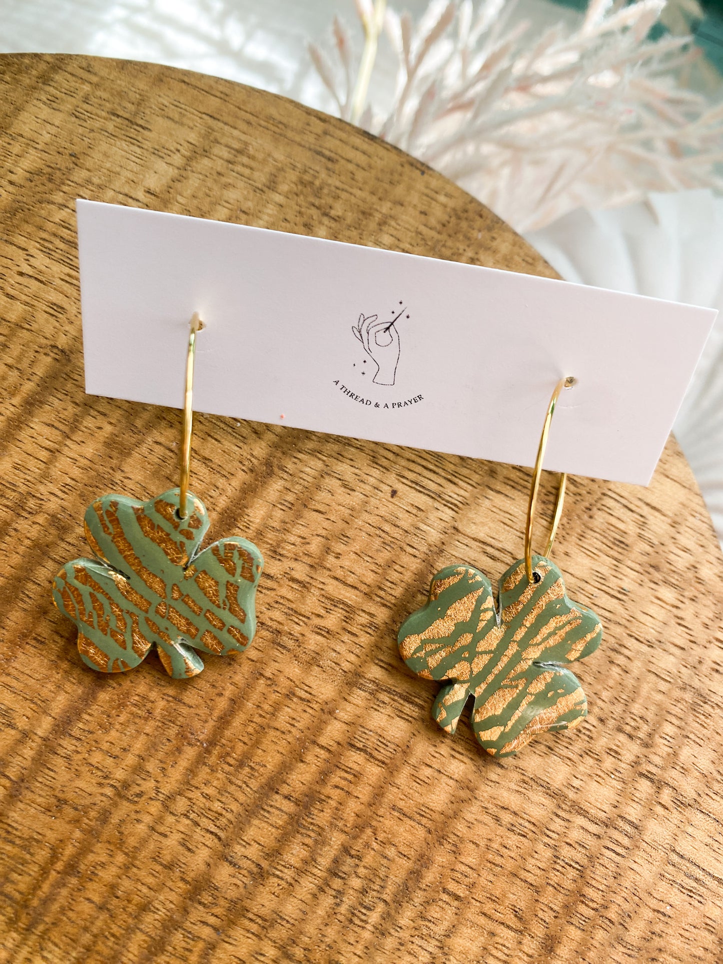 Gold Foil and Light Green St. Patricks Clover Earrings | Party Earrings | Saint Patrick's Day | St. Pats | Lightweight Earrings