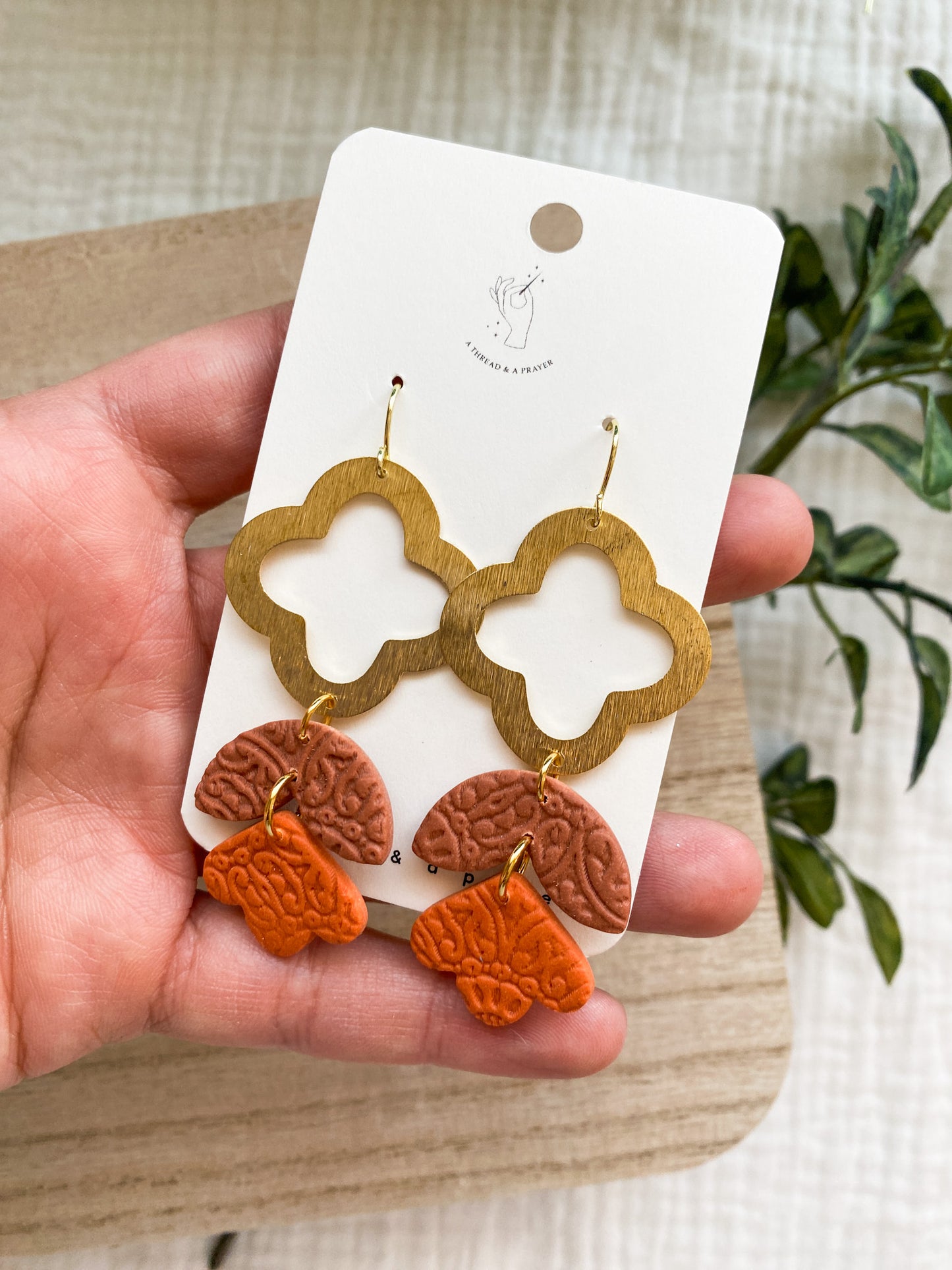 Flirty Orange Dreams Textured Clay and Brass Earrings | Shades of Orange and Coral | Easy Spring Style | Everyday Wear | Dramatic Earrings