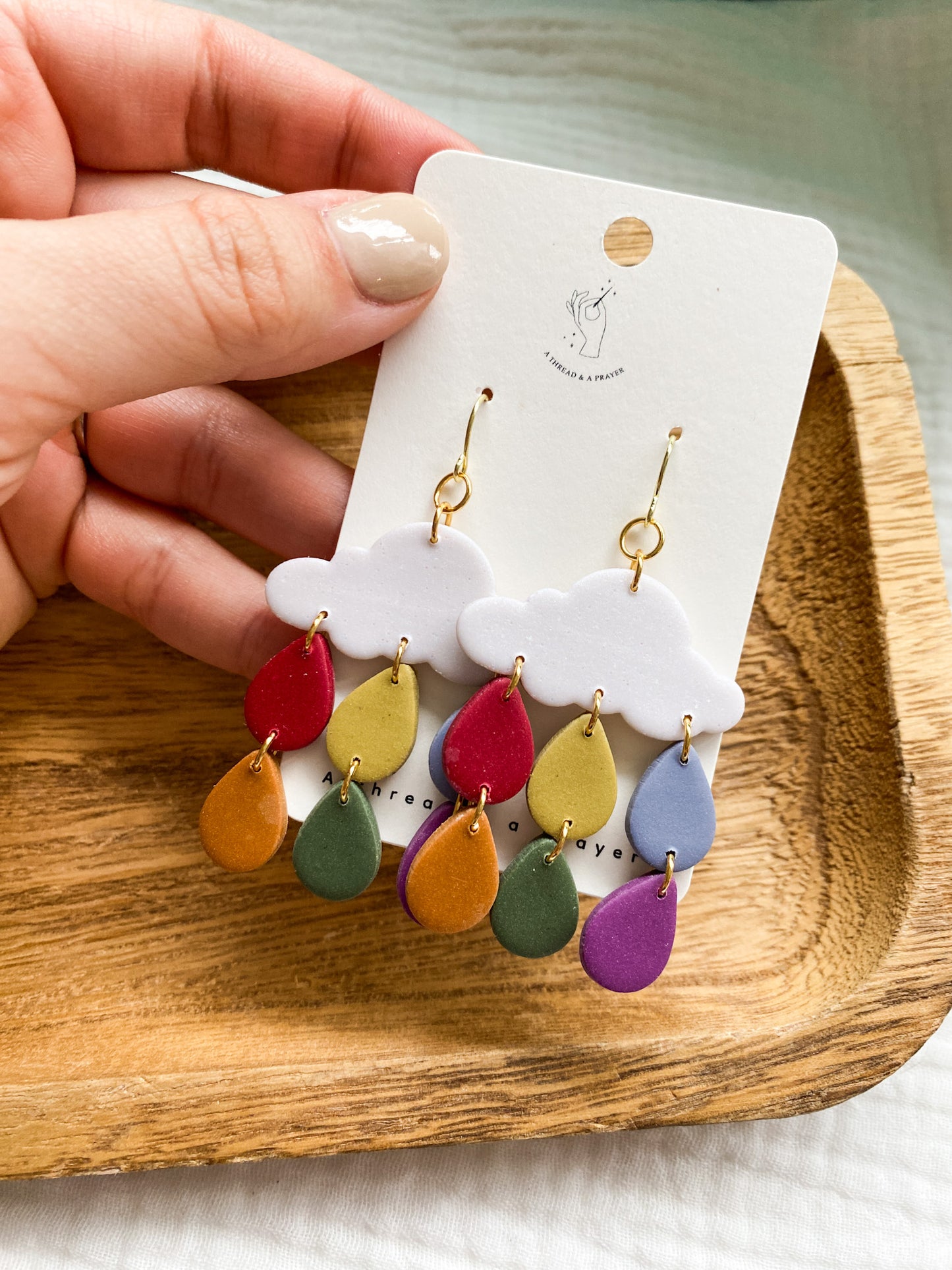 Boho Cloud and Rainbow Rain Earrings